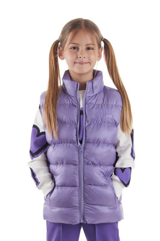 Girl's Embroidered Trendy Patterned Inflatable Vest without Hood Ak216869