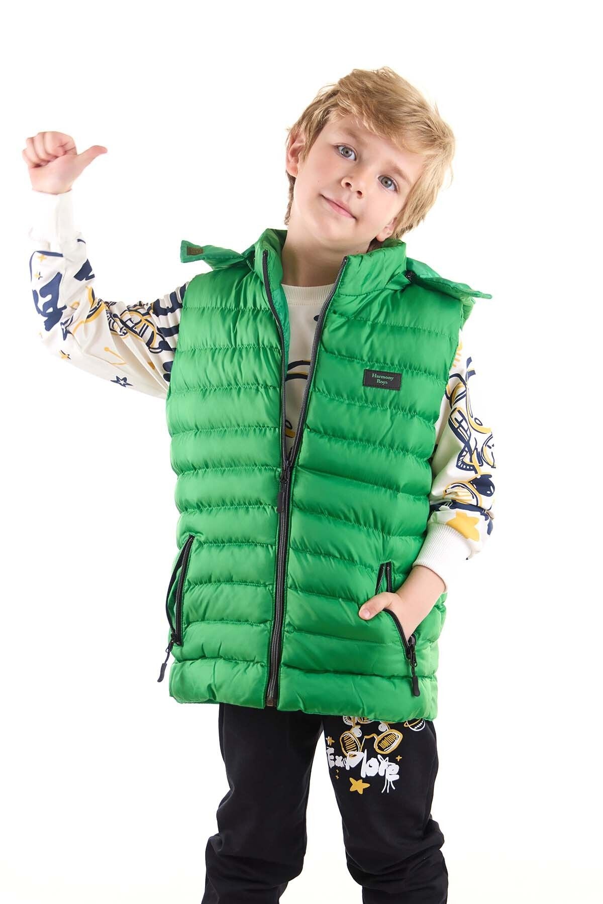 Boy's Fashion Trend Hooded Inflatable Vest Ak215051