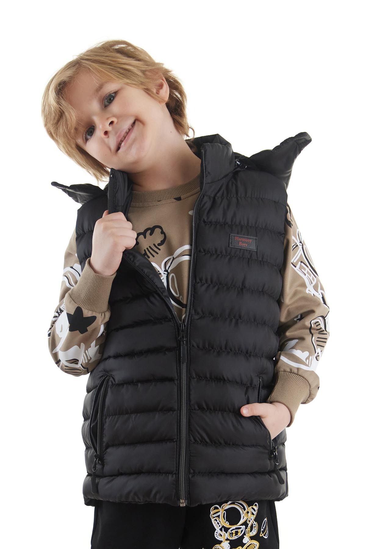 Boy's Fashion Trend Hooded Inflatable Vest Ak215051