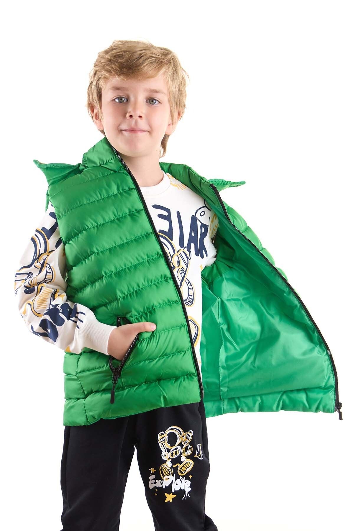 Boy's Fashion Trend Hooded Inflatable Vest Ak215051