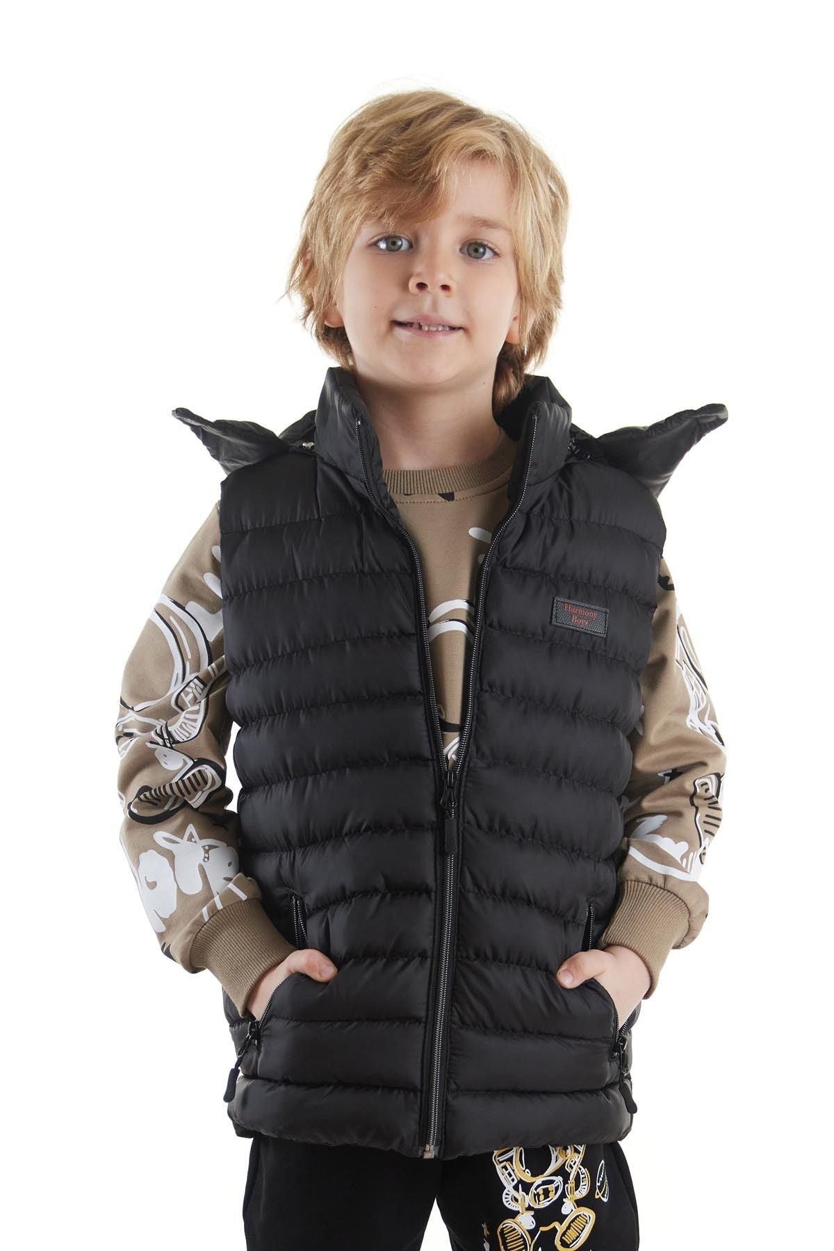 Boy's Fashion Trend Hooded Inflatable Vest Ak215051