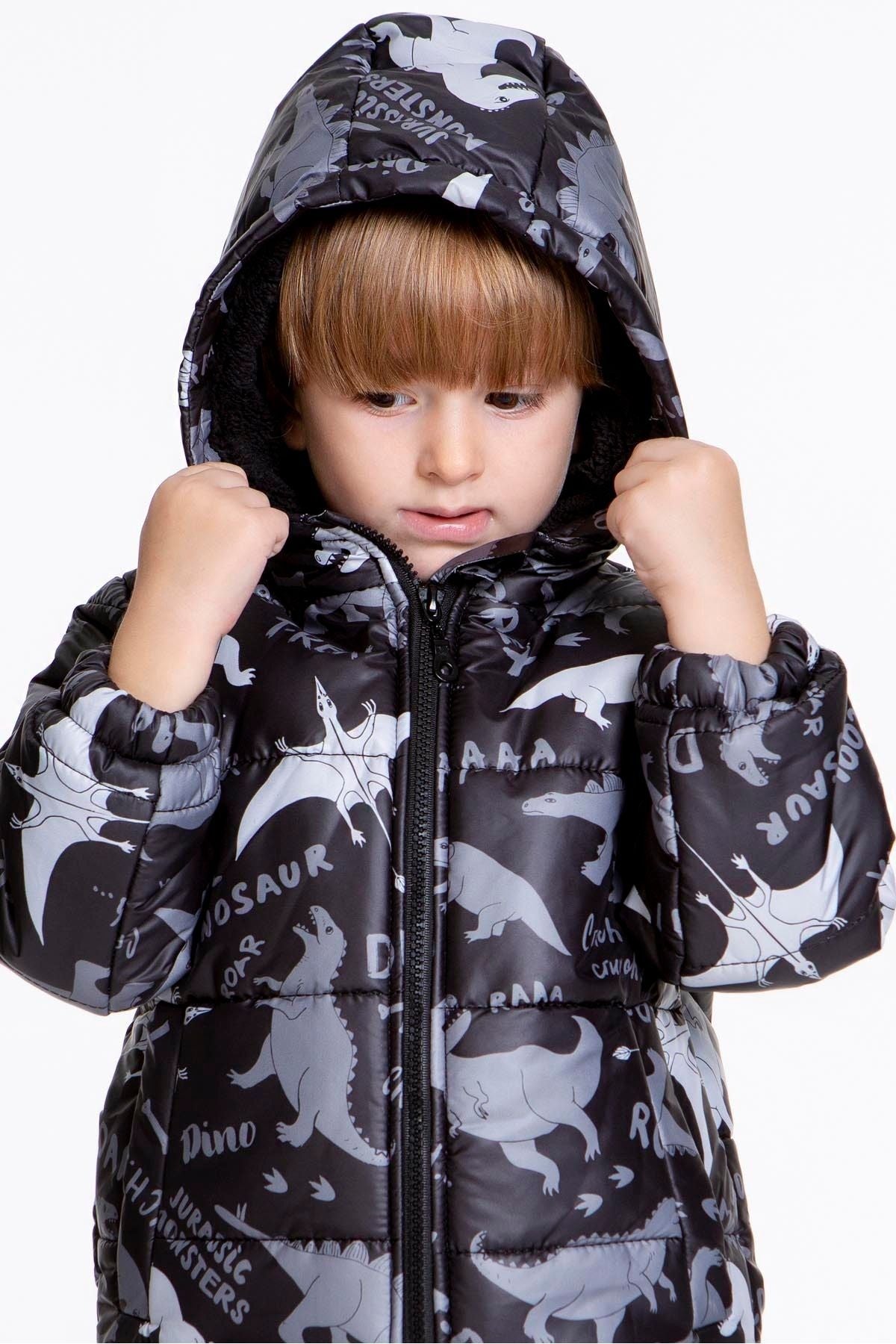 Kids Boys' Coat with Welsoft Dinosaur Patterned Hat Coat AK2509