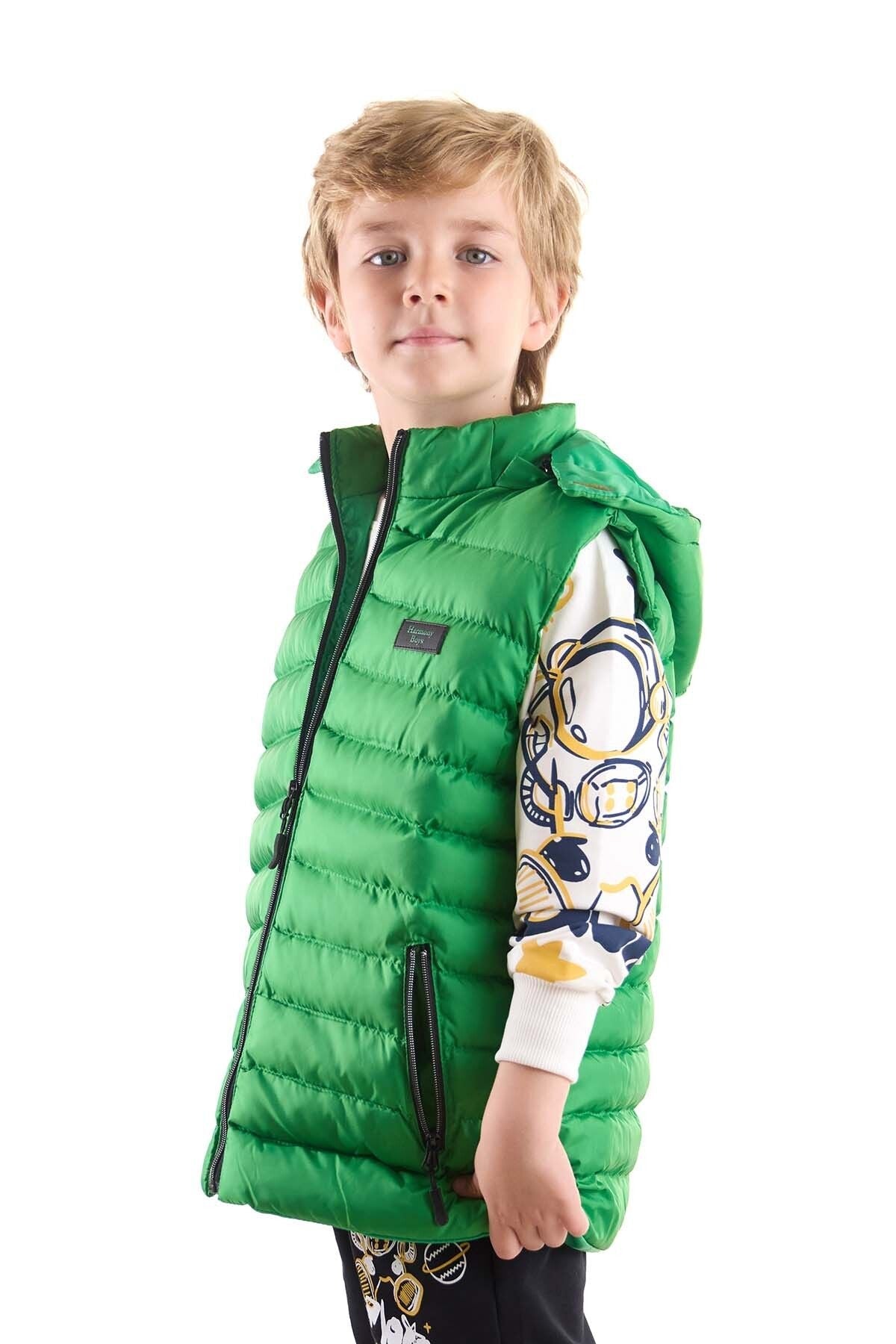 Boy's Fashion Trend Hooded Inflatable Vest Ak215051