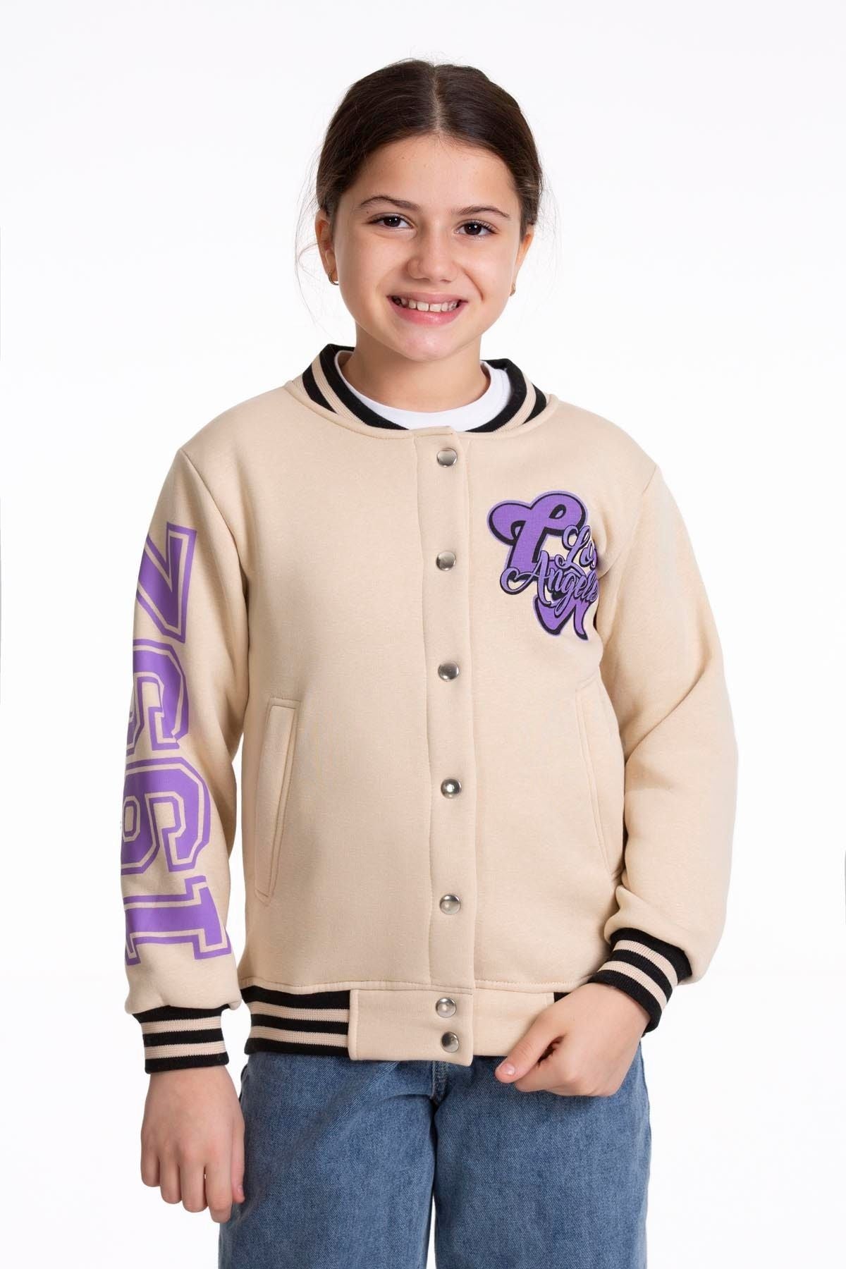 Girl's College California Printed Bomber Jacket AK2511337