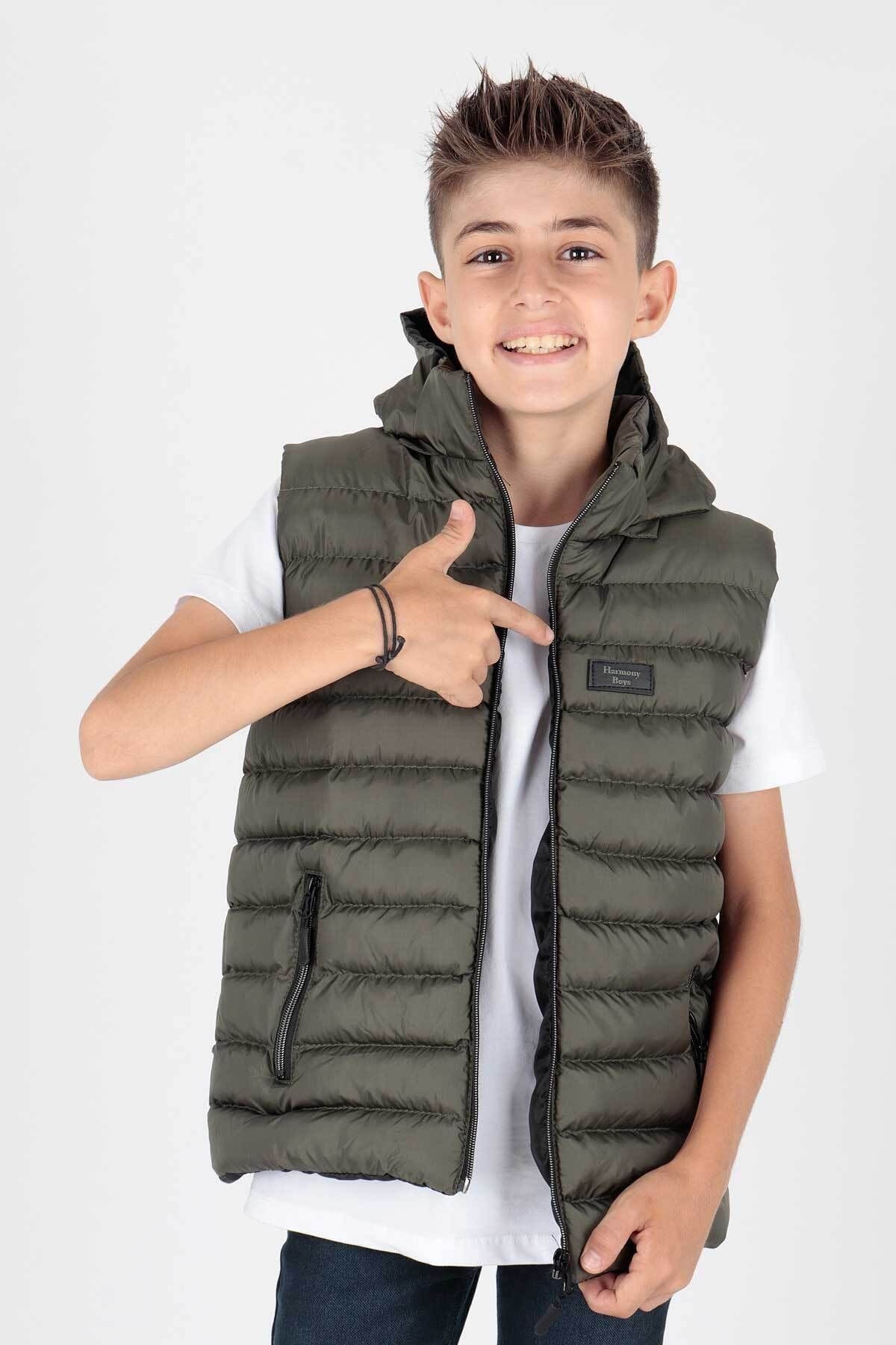 Boy's Fashion Trend Hooded Inflatable Vest Ak215051