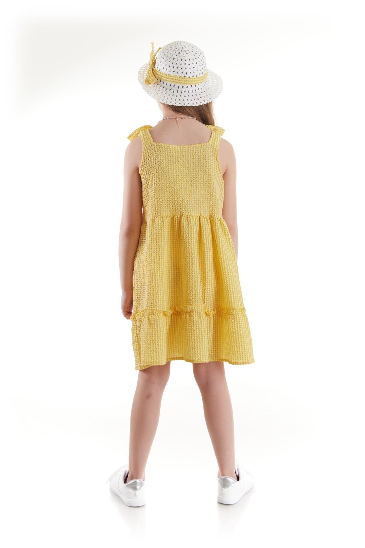 Girl's Dress Seersucker Pyramid Hat Set Dress Cotton Ak2524