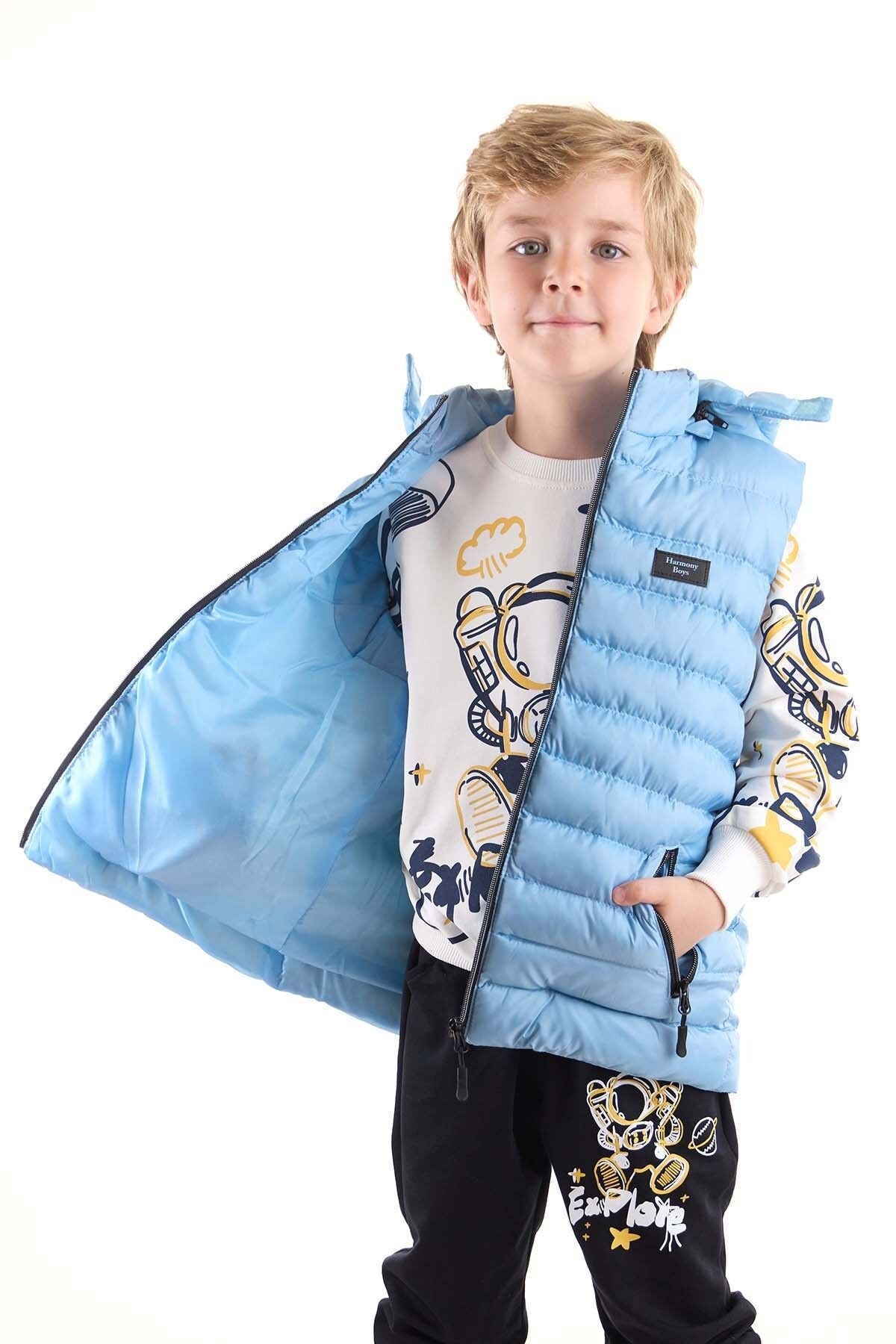 Boy's Fashion Trend Hooded Inflatable Vest Ak215051