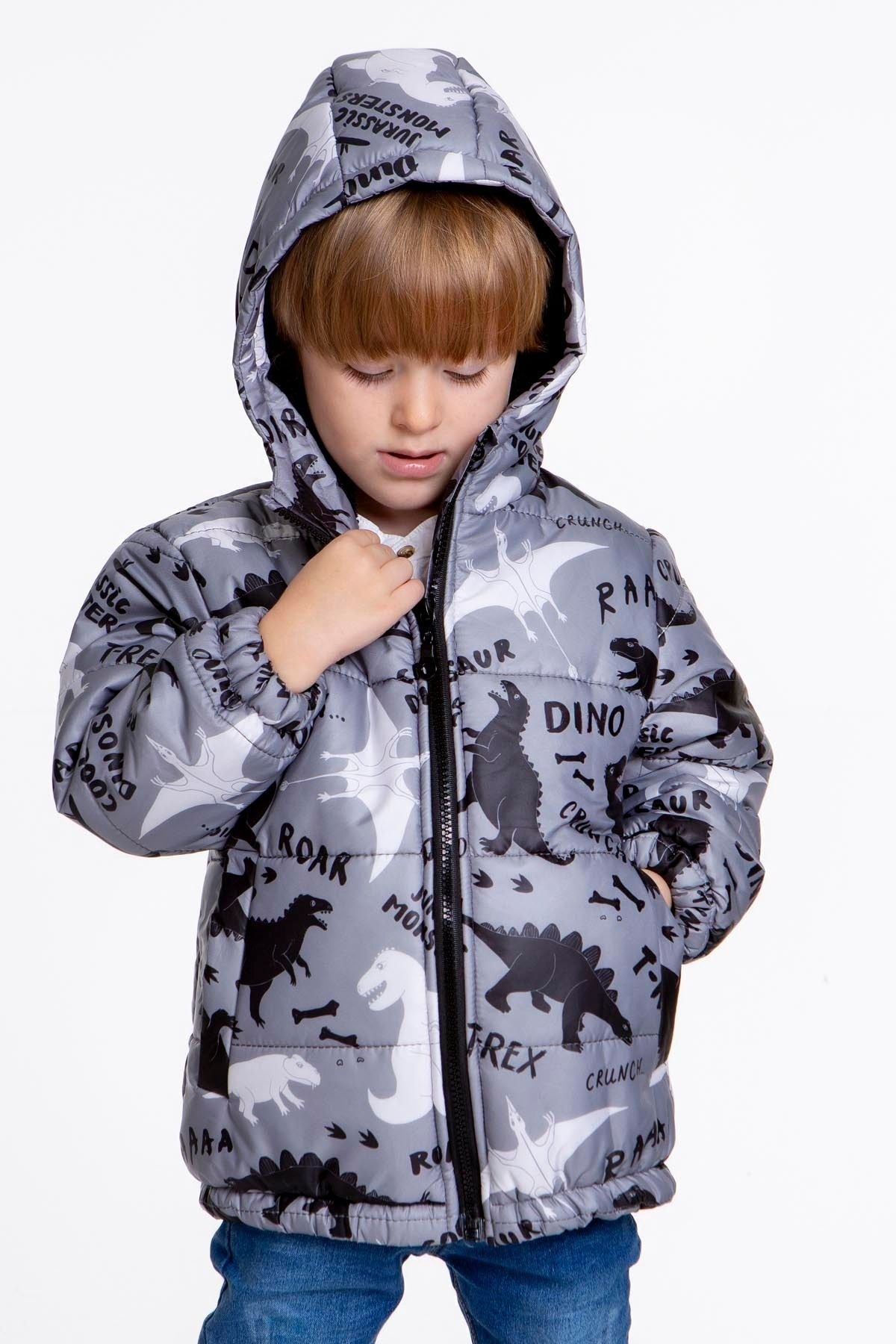 Kids Boys' Coat with Welsoft Dinosaur Patterned Hat Coat AK2509