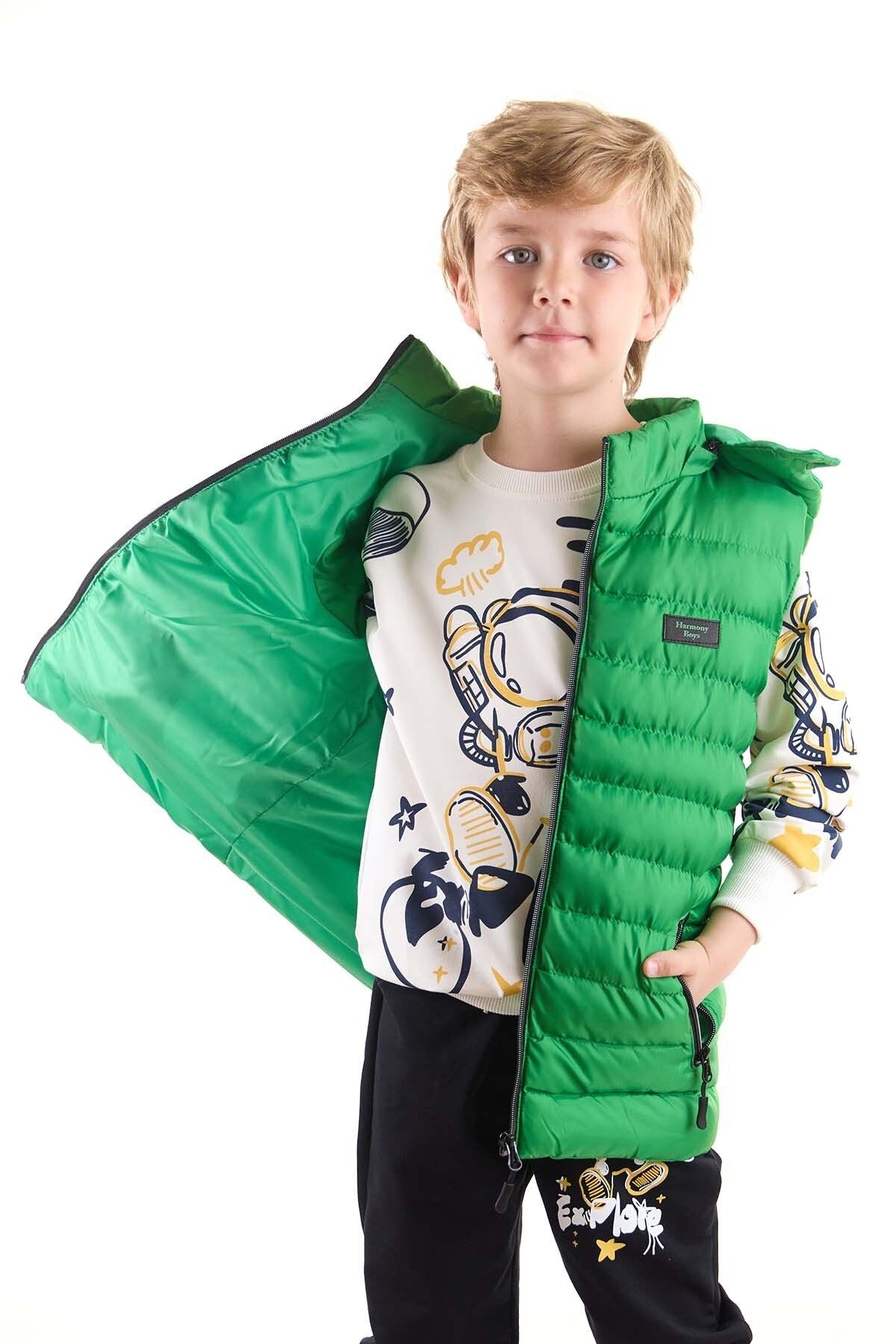 Boy's Fashion Trend Hooded Inflatable Vest Ak215051