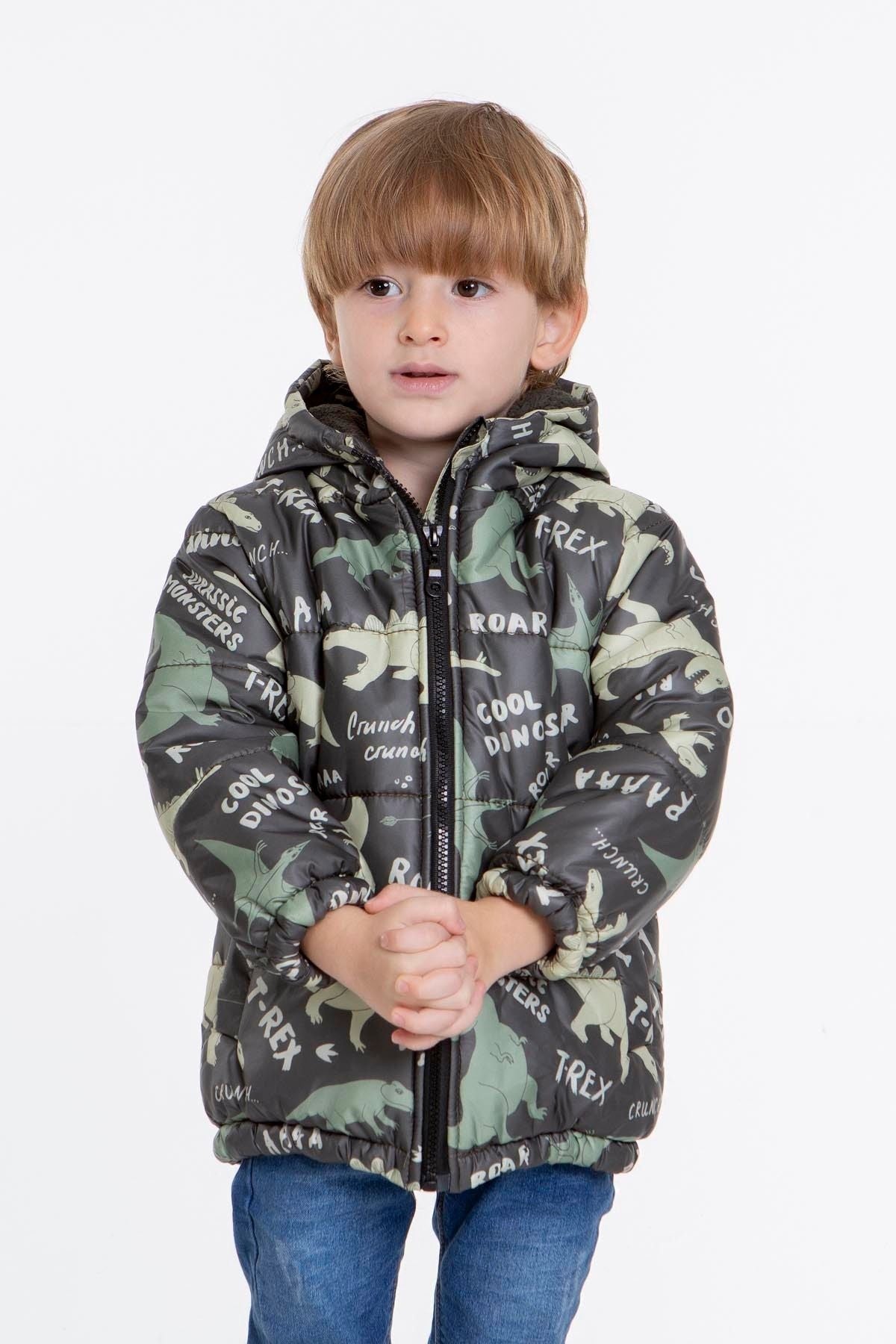 Kids Boys' Coat with Welsoft Dinosaur Patterned Hat Coat AK2509