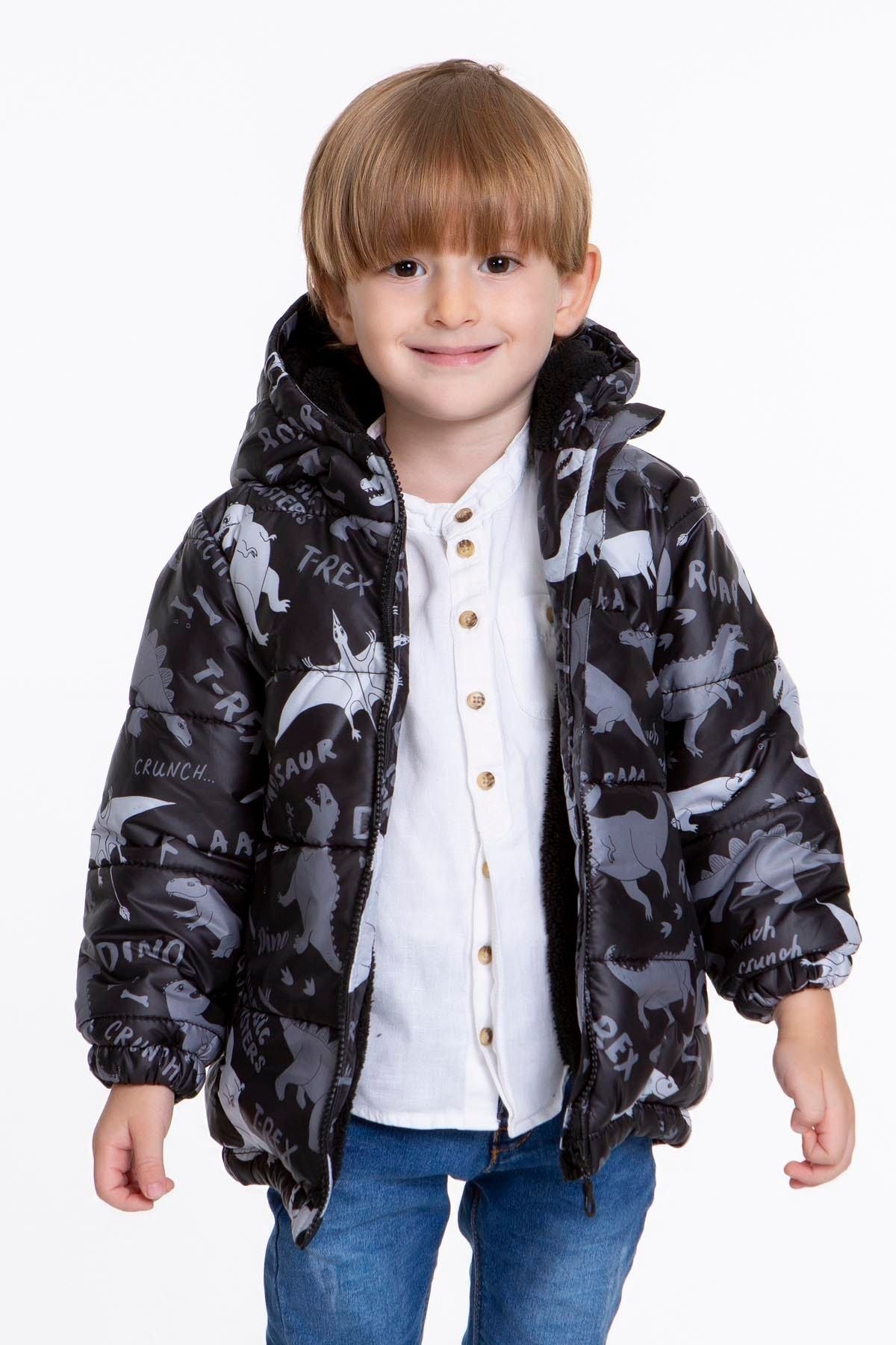 Kids Boys' Coat with Welsoft Dinosaur Patterned Hat Coat AK2509