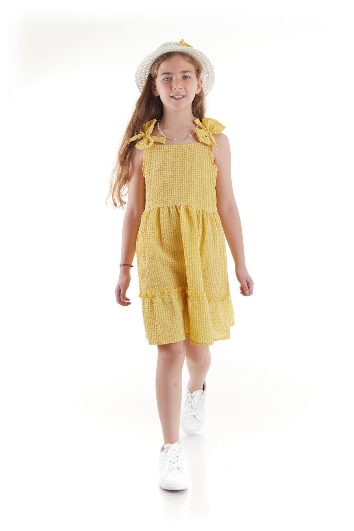 Girl's Dress Seersucker Pyramid Hat Set Dress Cotton Ak2524