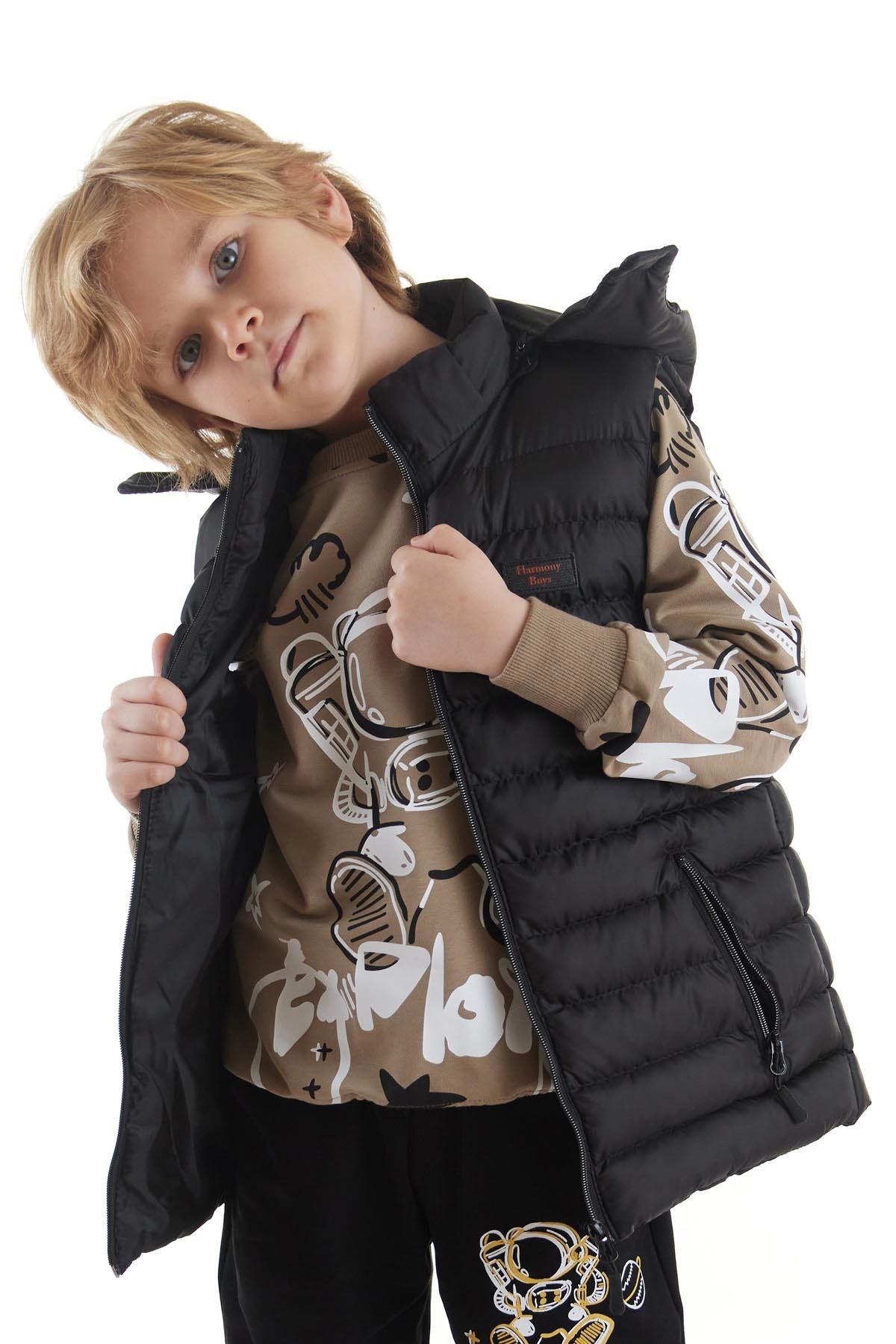 Boy's Fashion Trend Hooded Inflatable Vest Ak215051