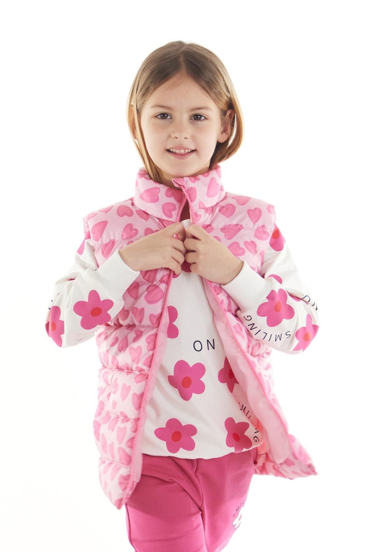 Girl's Heart Patterned Trend Inflatable Vest without Hood AK217273