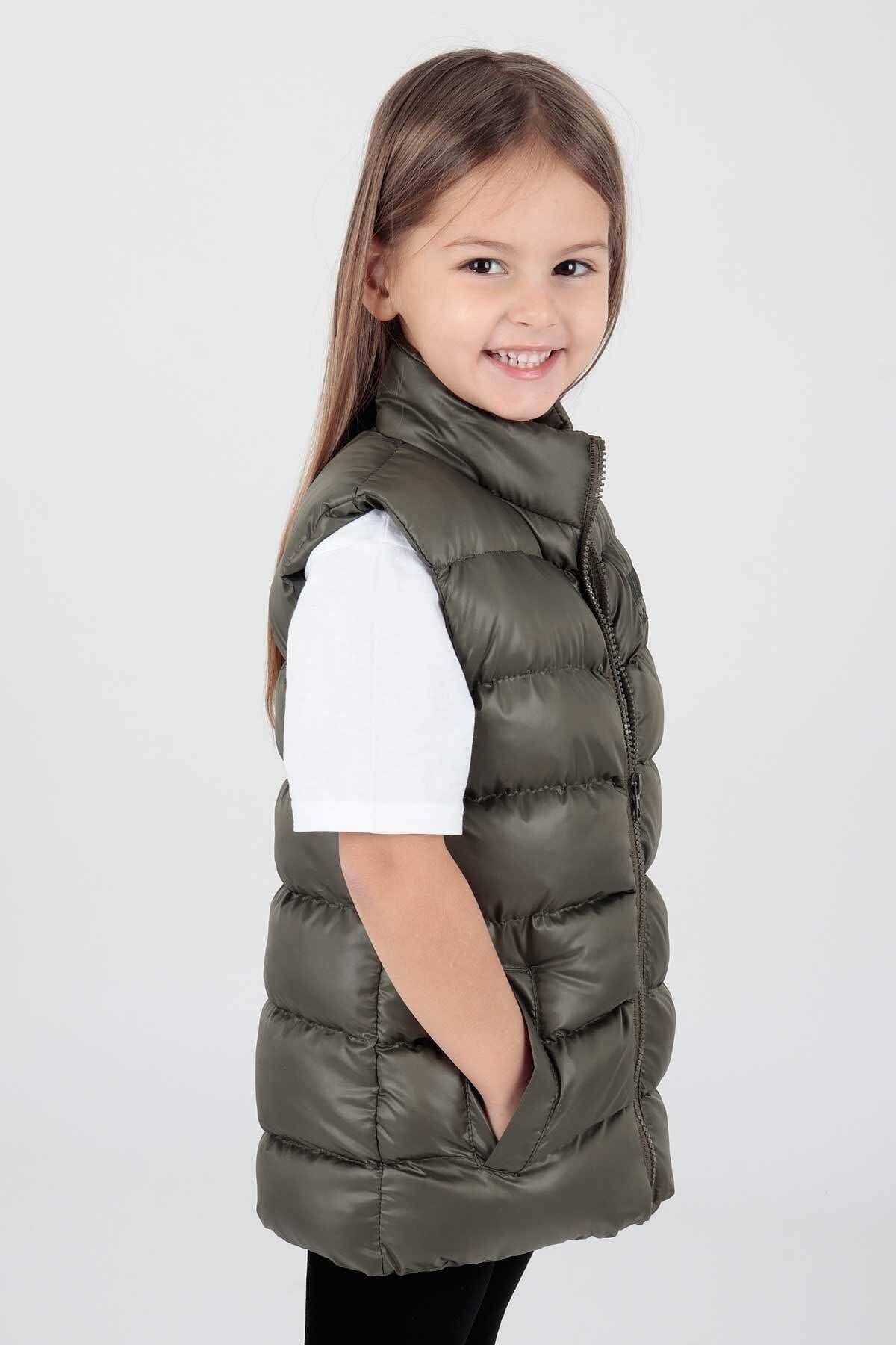 Girl's Embroidered Trendy Patterned Inflatable Vest without Hood Ak216869