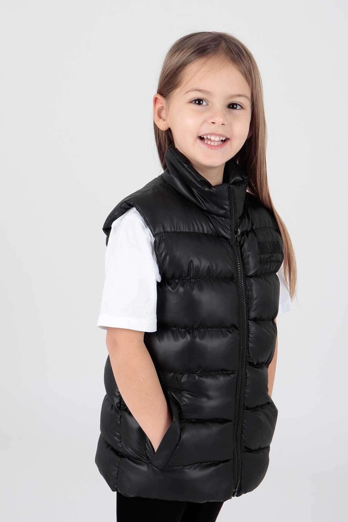 Girl's Embroidered Trendy Patterned Inflatable Vest without Hood Ak216869