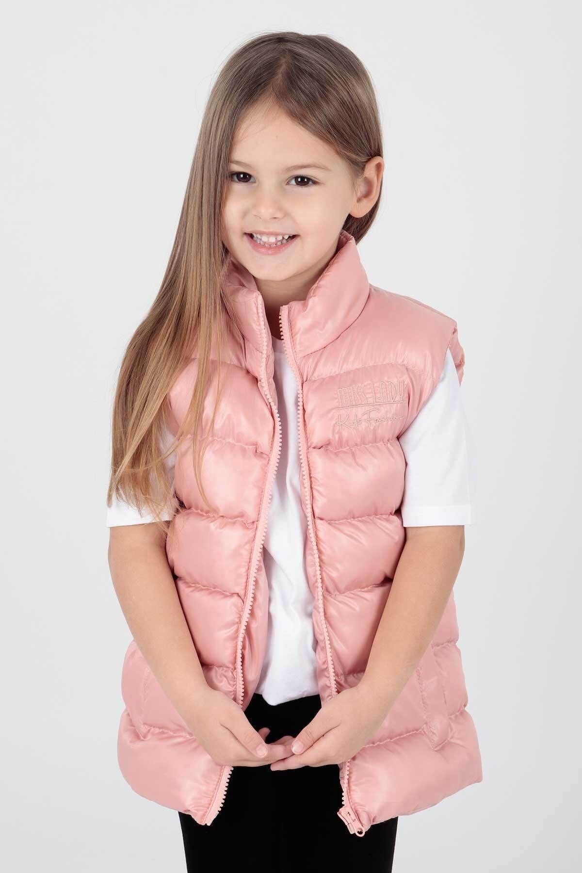 Girl's Embroidered Trendy Patterned Inflatable Vest without Hood Ak216869