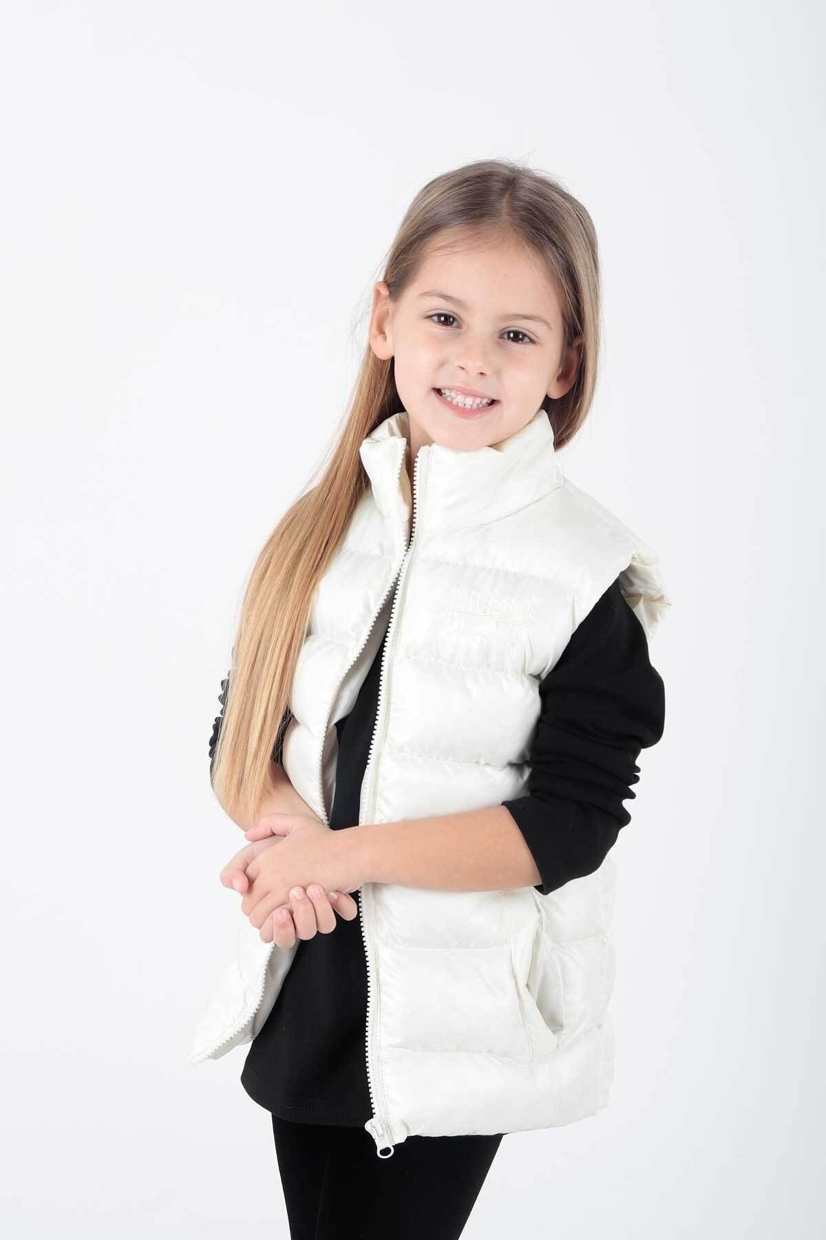 Girl's Embroidered Trendy Patterned Inflatable Vest without Hood Ak216869