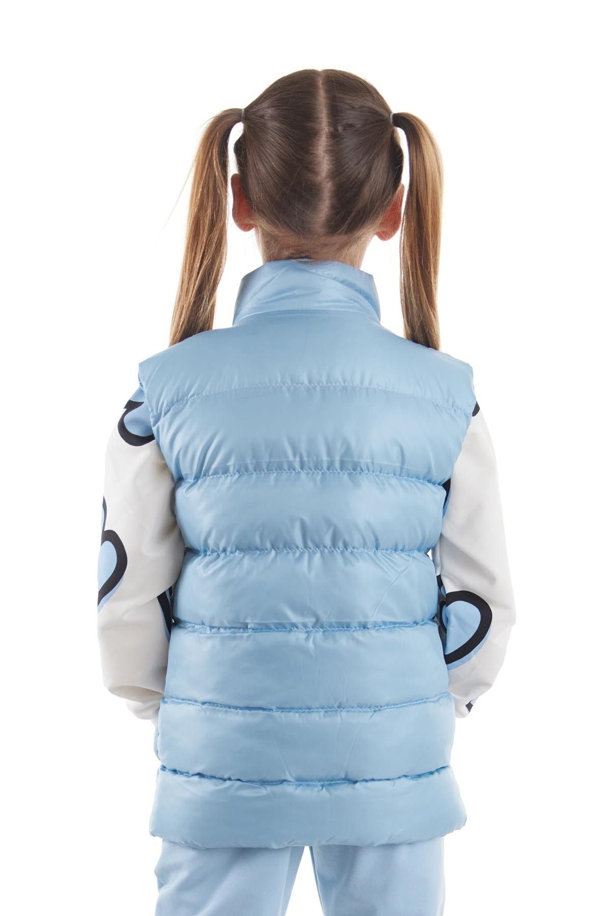 Girl's Embroidered Trendy Patterned Inflatable Vest without Hood Ak216869