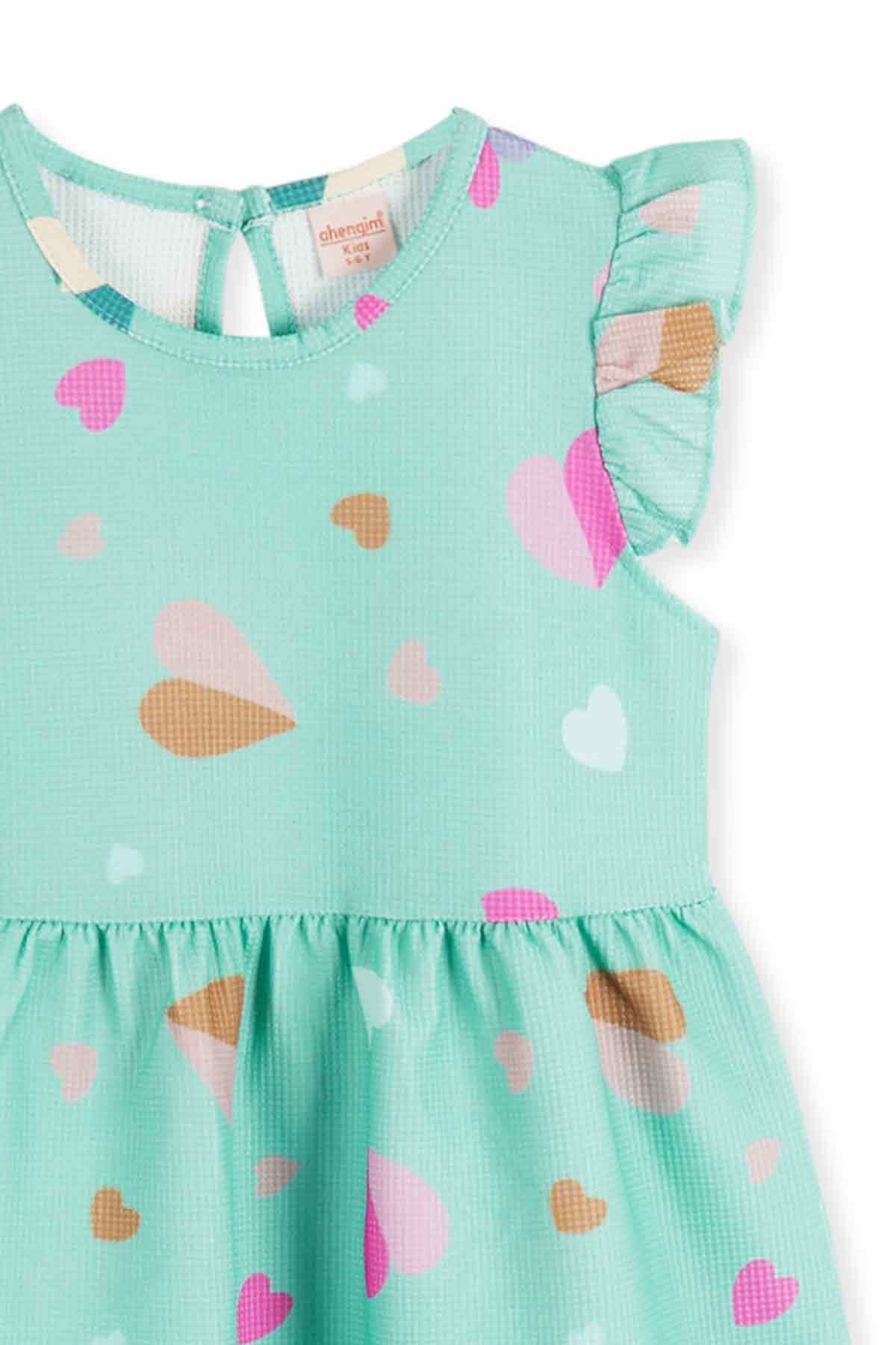 Girl's Heart Patterned Dress Ak2406