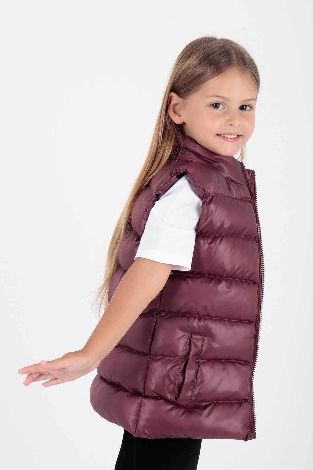 Girl's Embroidered Trendy Patterned Inflatable Vest without Hood Ak216869