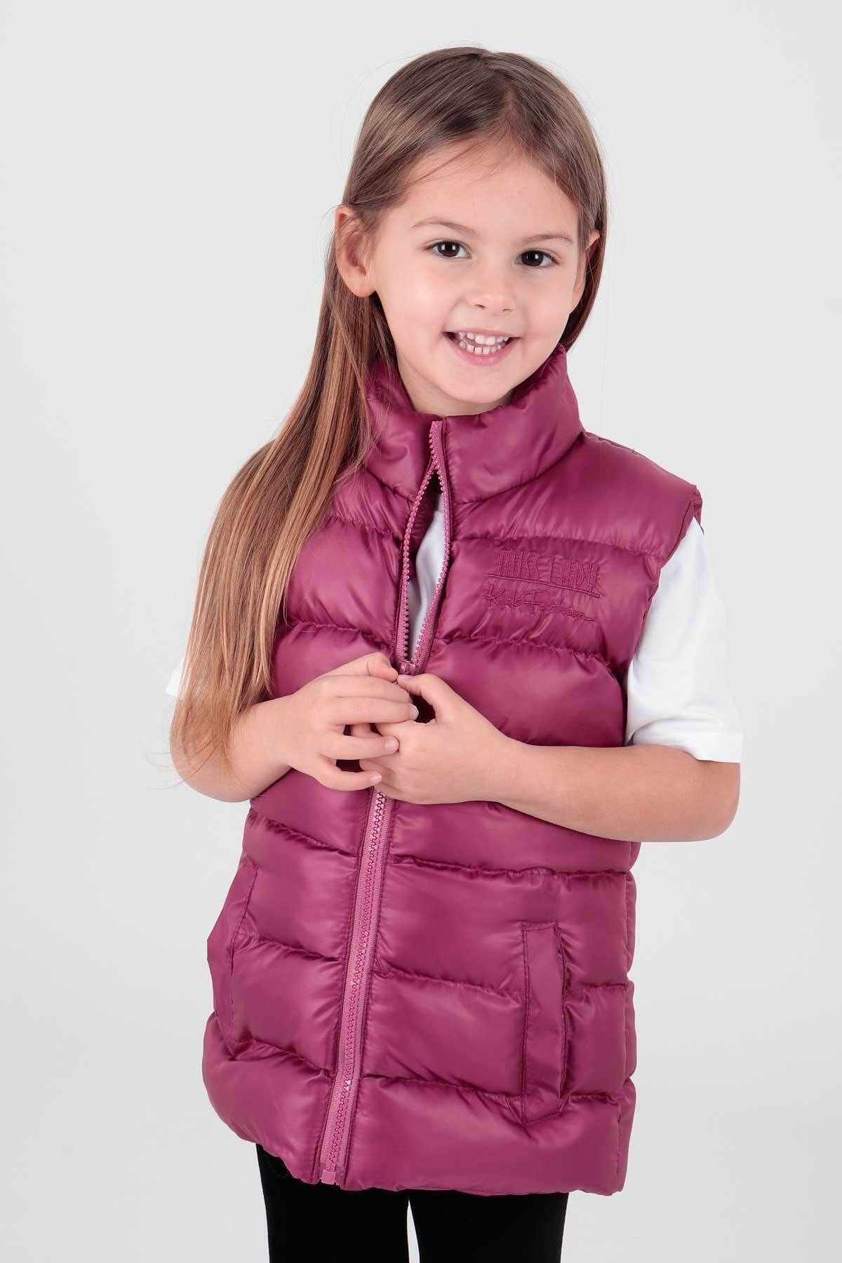 Girl's Embroidered Trendy Patterned Inflatable Vest without Hood Ak216869