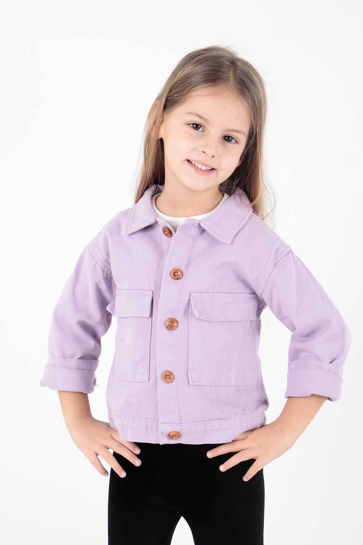 AHENK KİDS GIRLS' JACKET COTTON GABARDINE COLORED JACKET AK2210