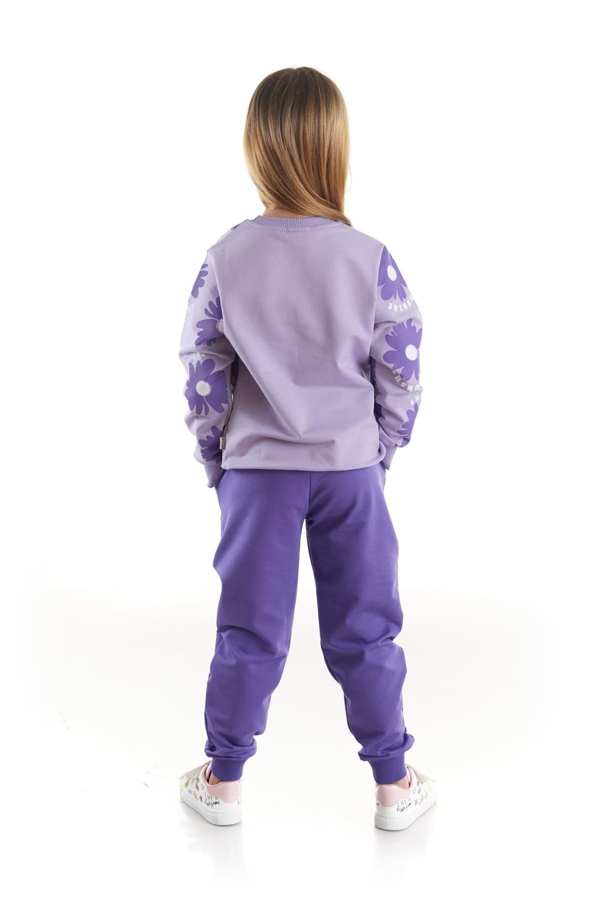 Kids Girl's Tracksuit Set Floral Printed Bottom Top Double Set Cotton Seasonal Ak2501