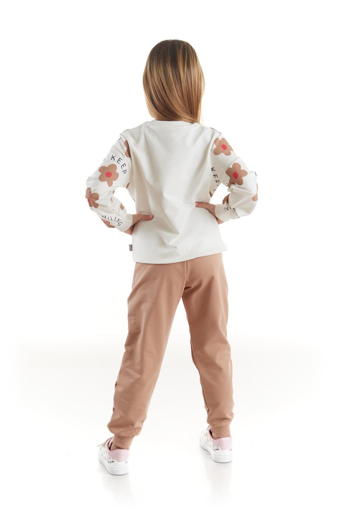 Kids Girl's Tracksuit Set Floral Printed Bottom Top Double Set Cotton Seasonal Ak2502