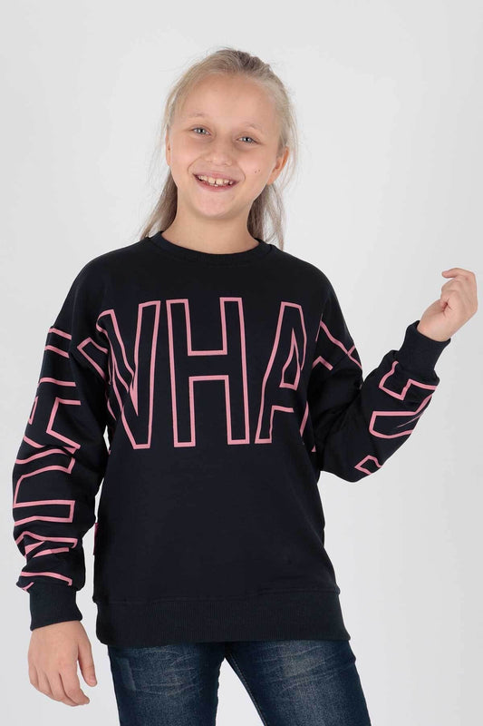 AHENK KİDS AK15153 GIRLS WHAT PRINTED SWEAT