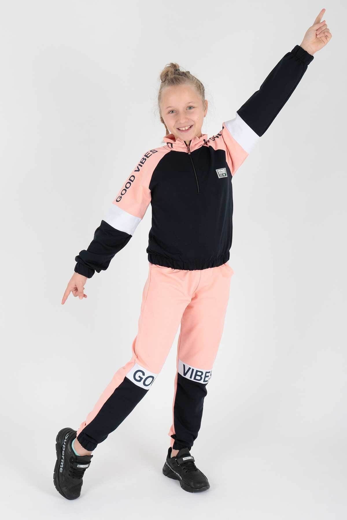 Ahengim Girl's Good Vibe Printed Trend Tracksuit Set Ak2238