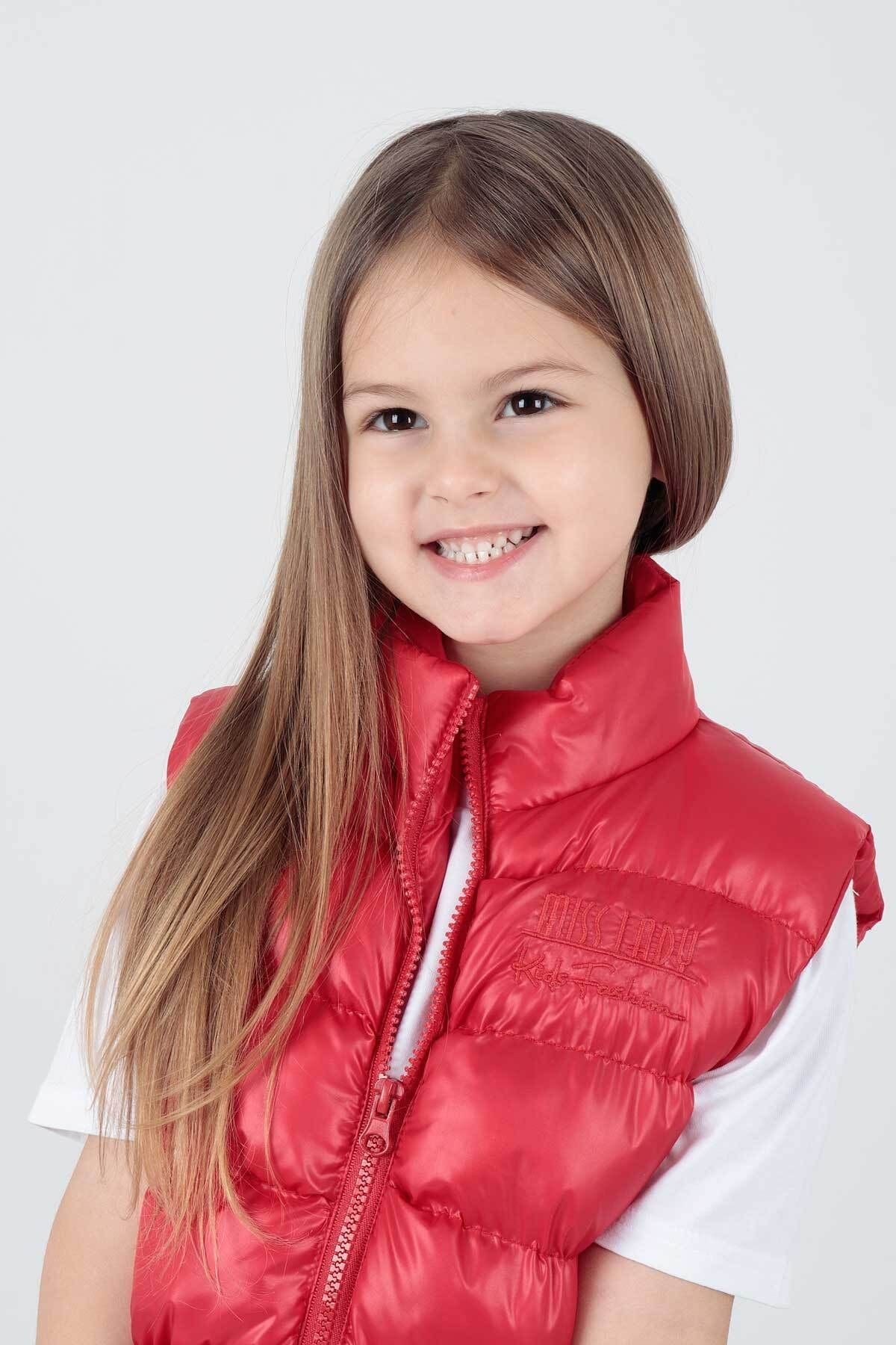 Girl's Embroidered Trendy Patterned Inflatable Vest without Hood Ak216869