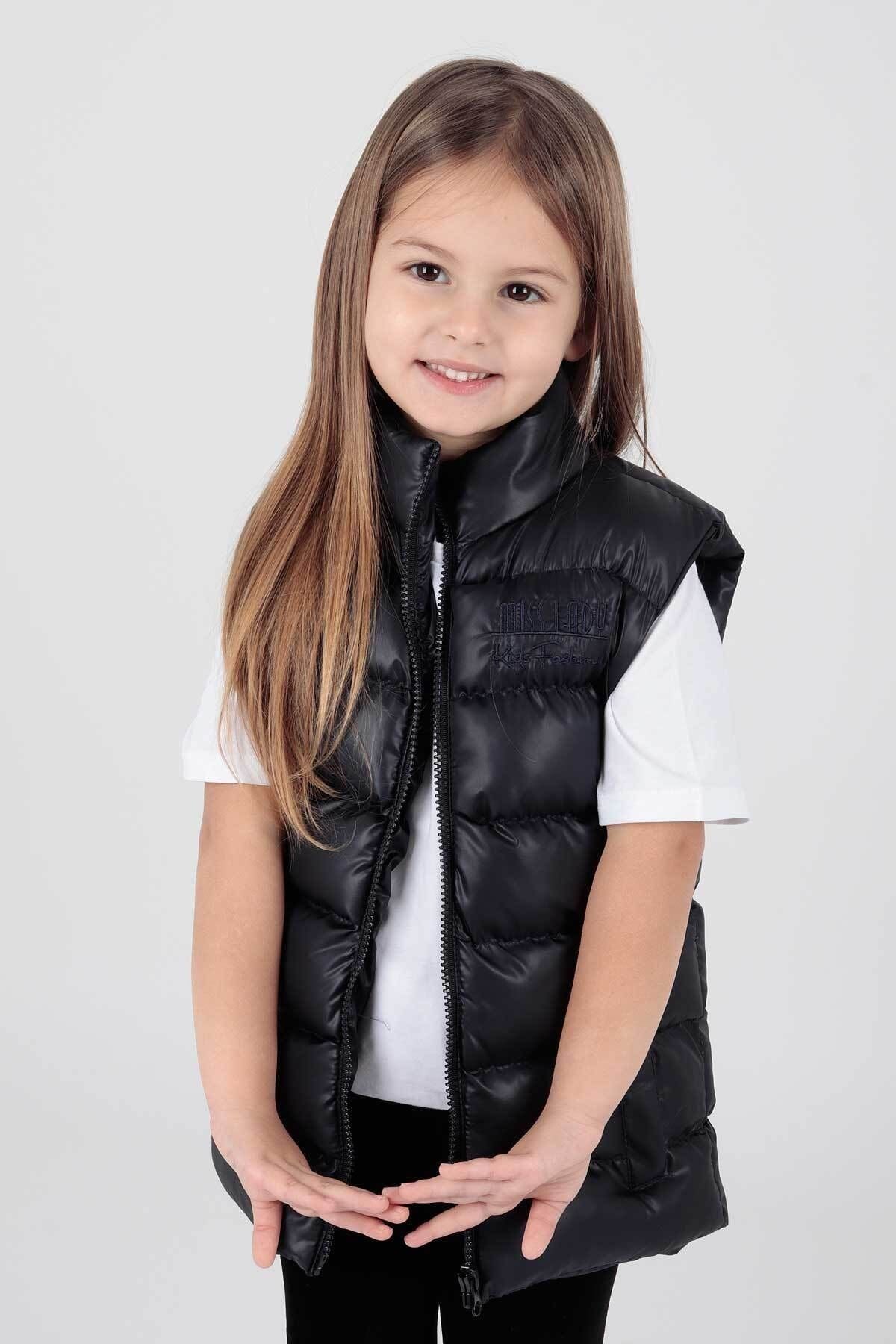 Girl's Embroidered Trendy Patterned Inflatable Vest without Hood Ak216869