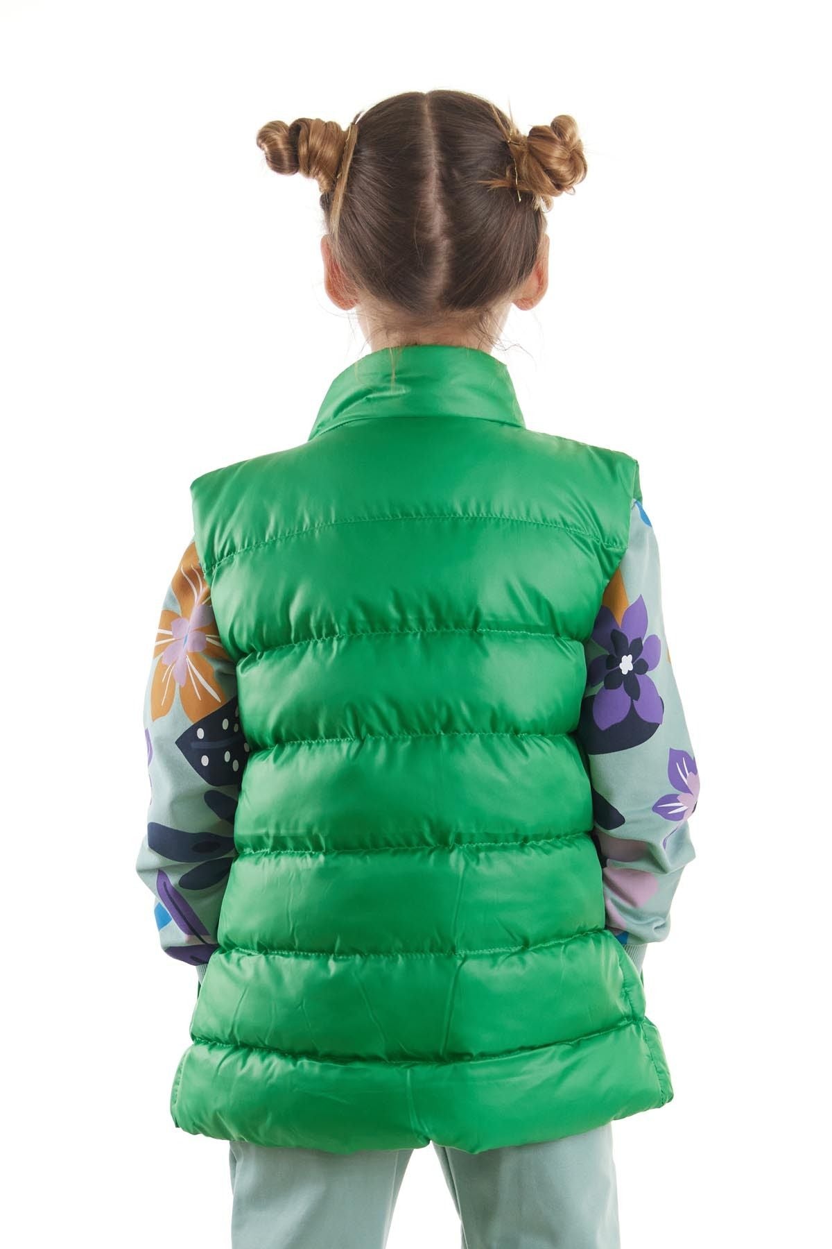 Girl's Embroidered Trendy Patterned Inflatable Vest without Hood Ak216869