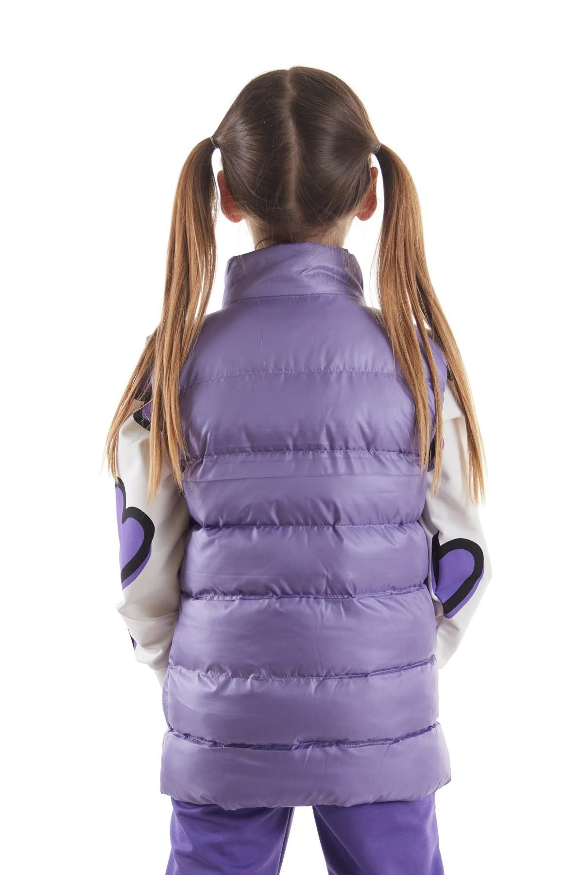 Girl's Embroidered Trendy Patterned Inflatable Vest without Hood Ak216869