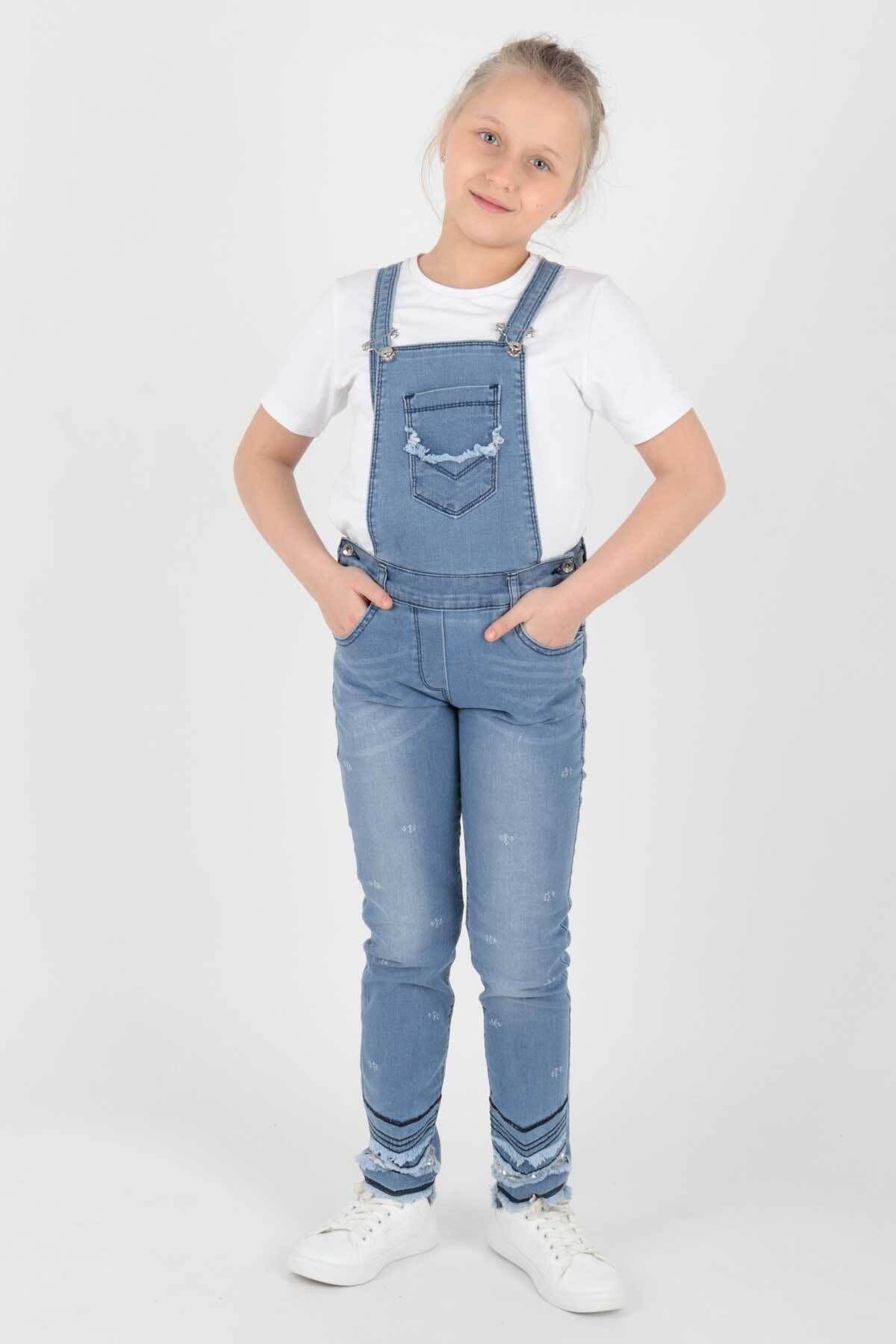 AHENK KİDS AK5116-Y GIRL'S LEG SEQUIN GARDENER JUMPSUIT