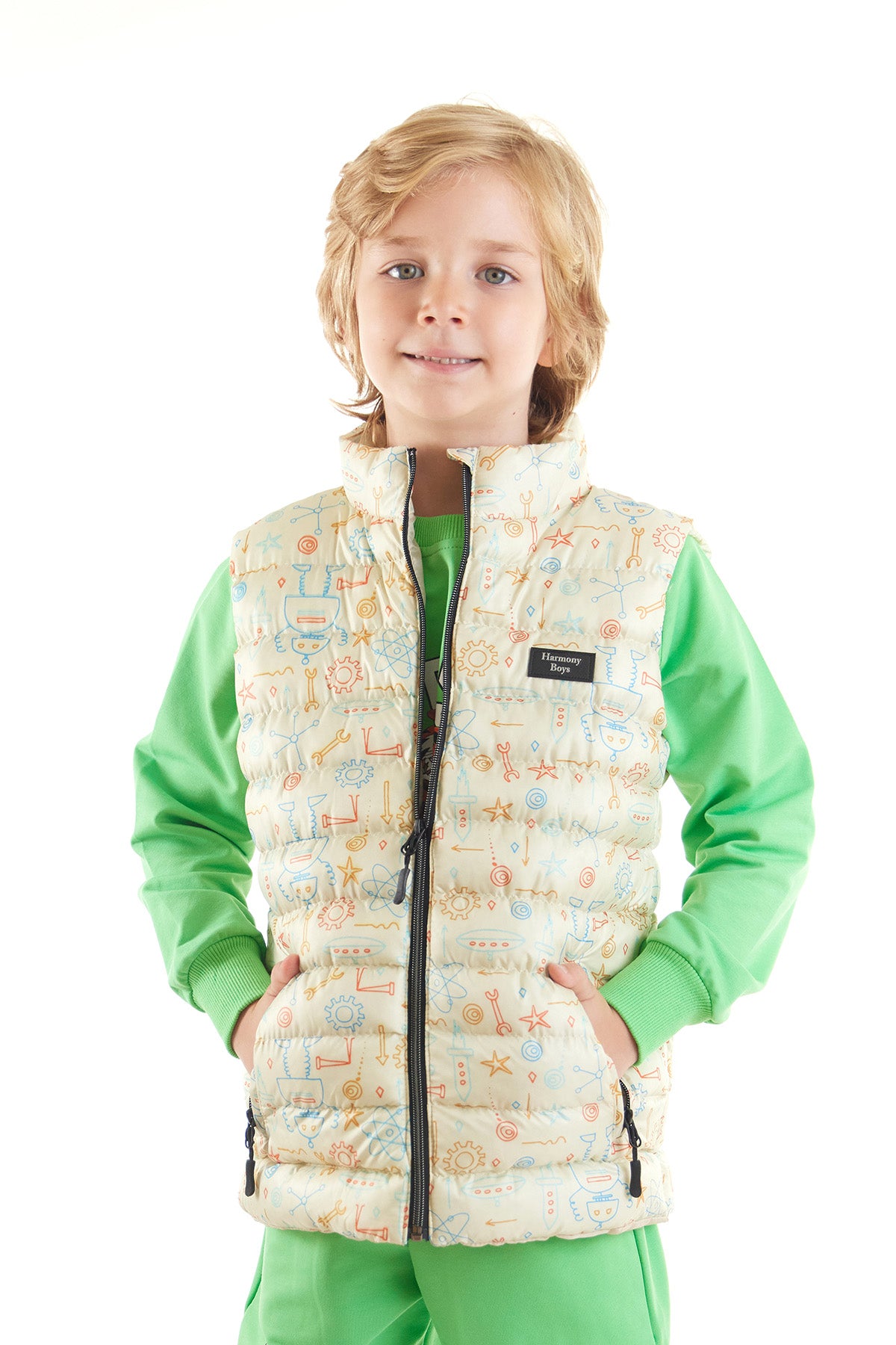 Boy's Robot Printed Trend Inflatable Vest Ak213031