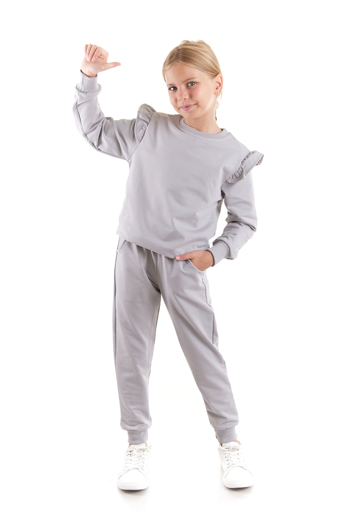 Girl's Ruffle Detailed Trend Tracksuit Set Ak2515