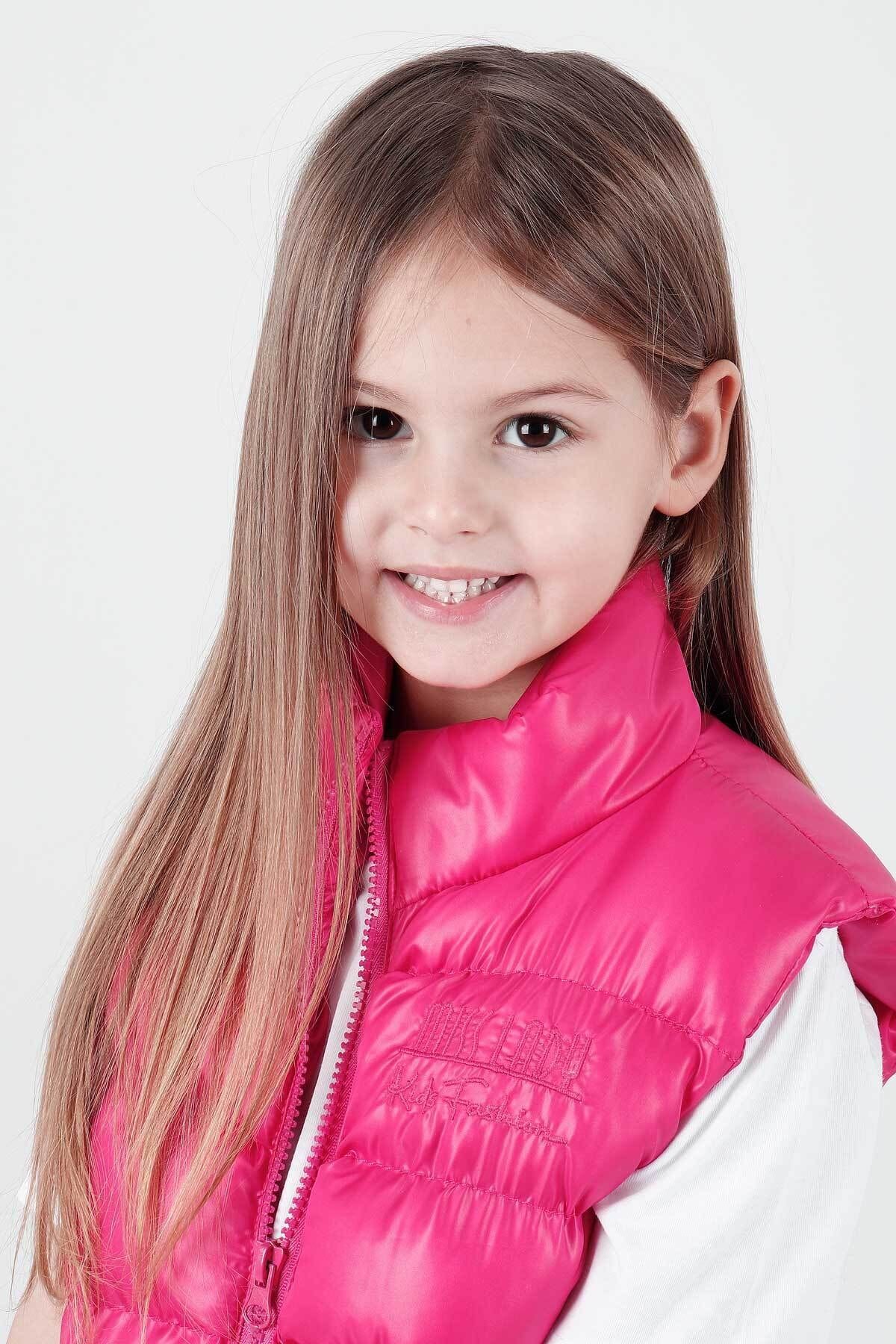 Girl's Embroidered Trendy Patterned Inflatable Vest without Hood Ak216869