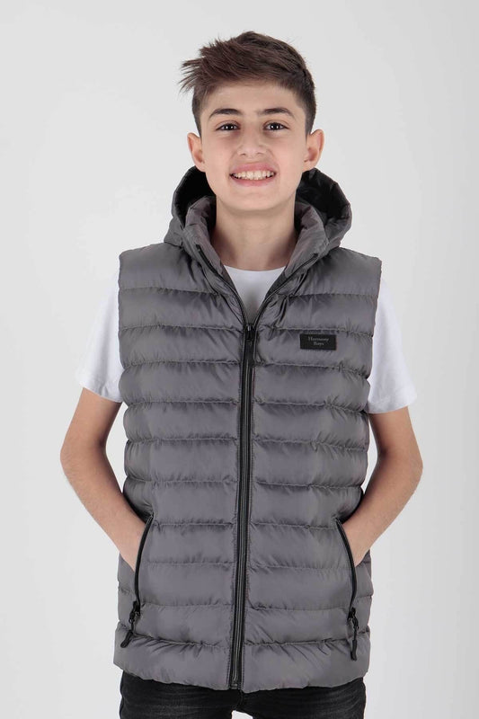 Boy's Fashion Trend Hooded Inflatable Vest Ak215051