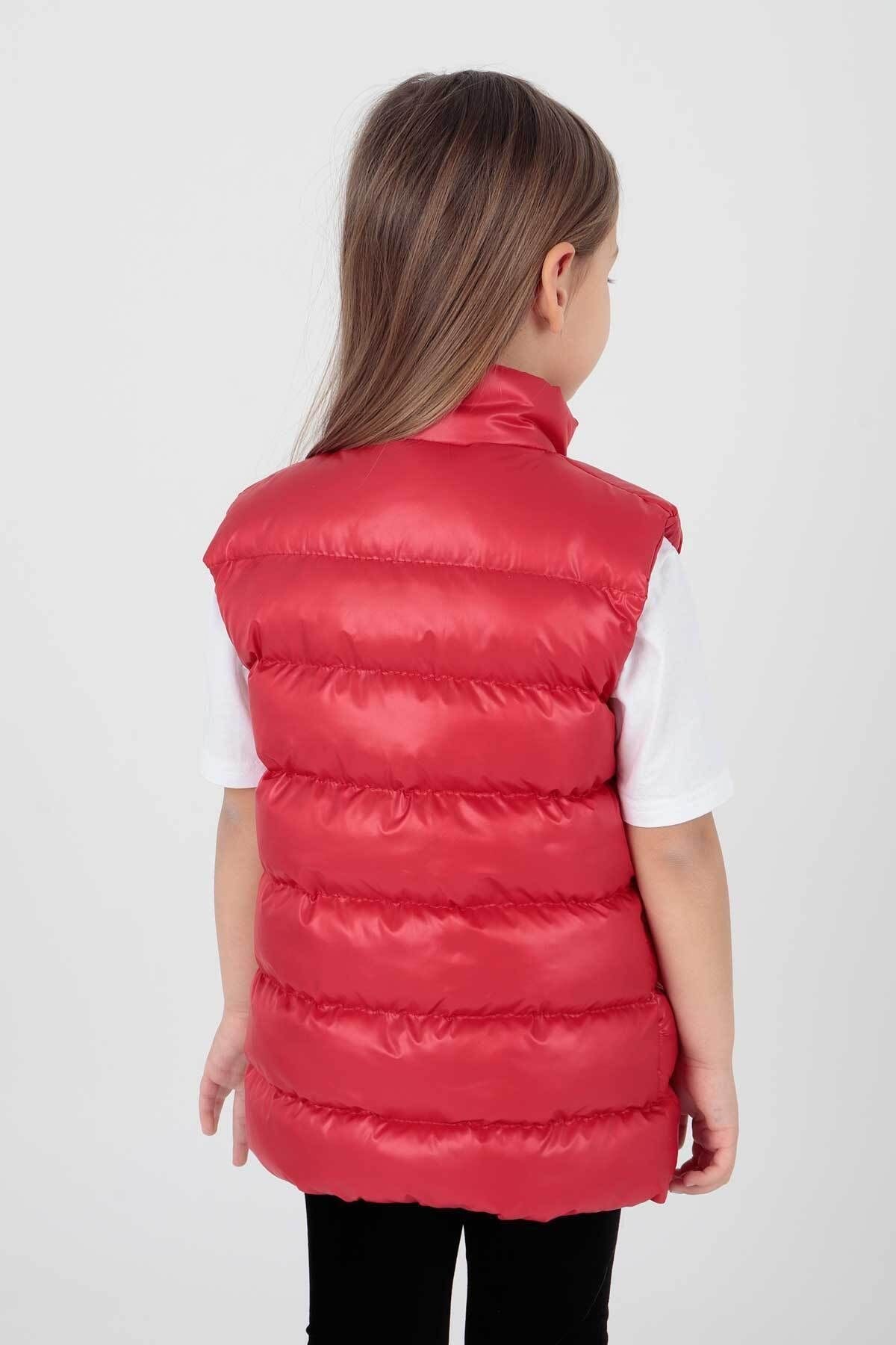 Girl's Embroidered Trendy Patterned Inflatable Vest without Hood Ak216869