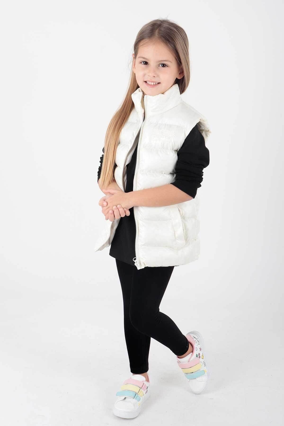 Girl's Embroidered Trendy Patterned Inflatable Vest without Hood Ak216869