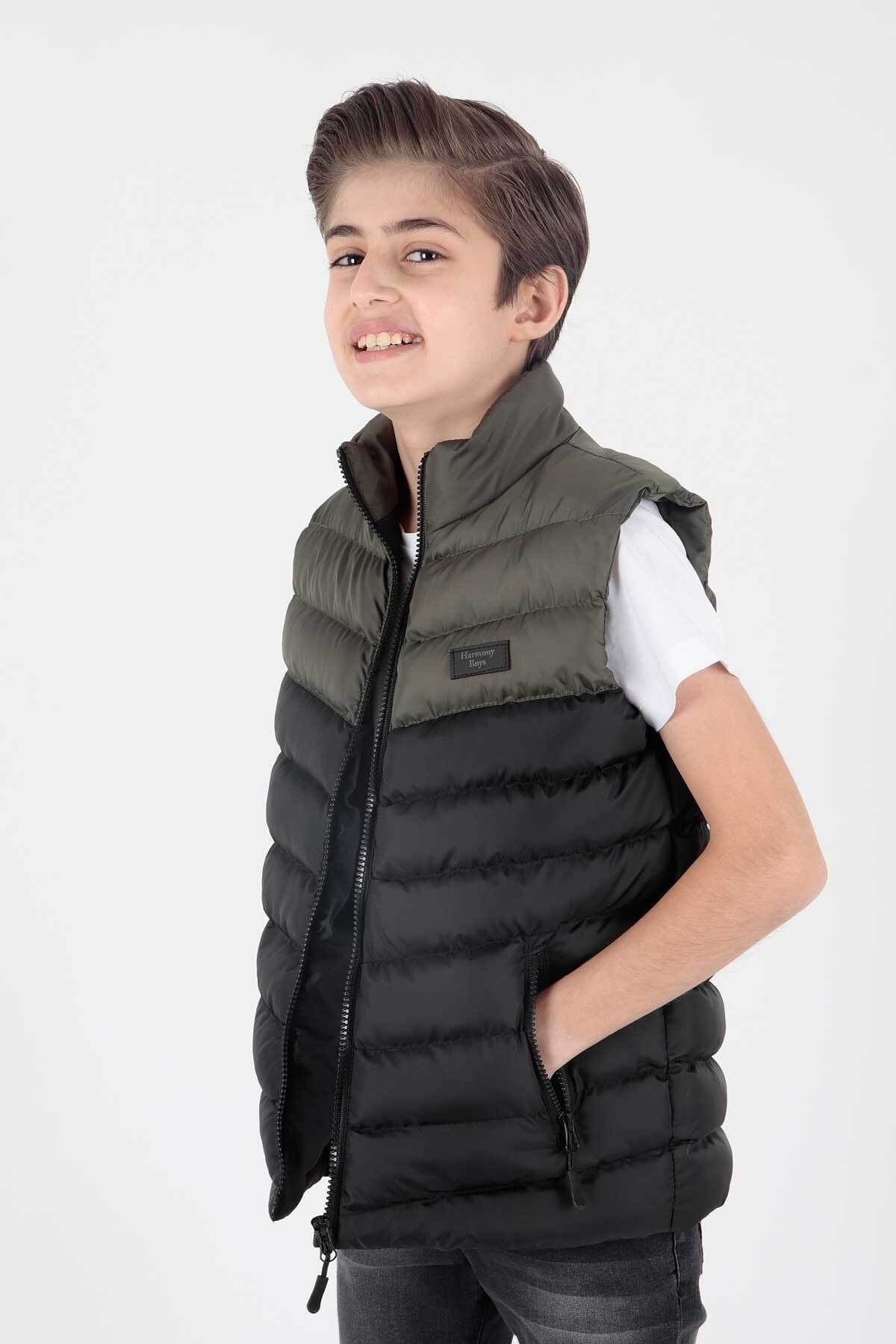 Erkek Çocuk Moda Trendi Kapüşonsuz Şişme Yelek Ak217980