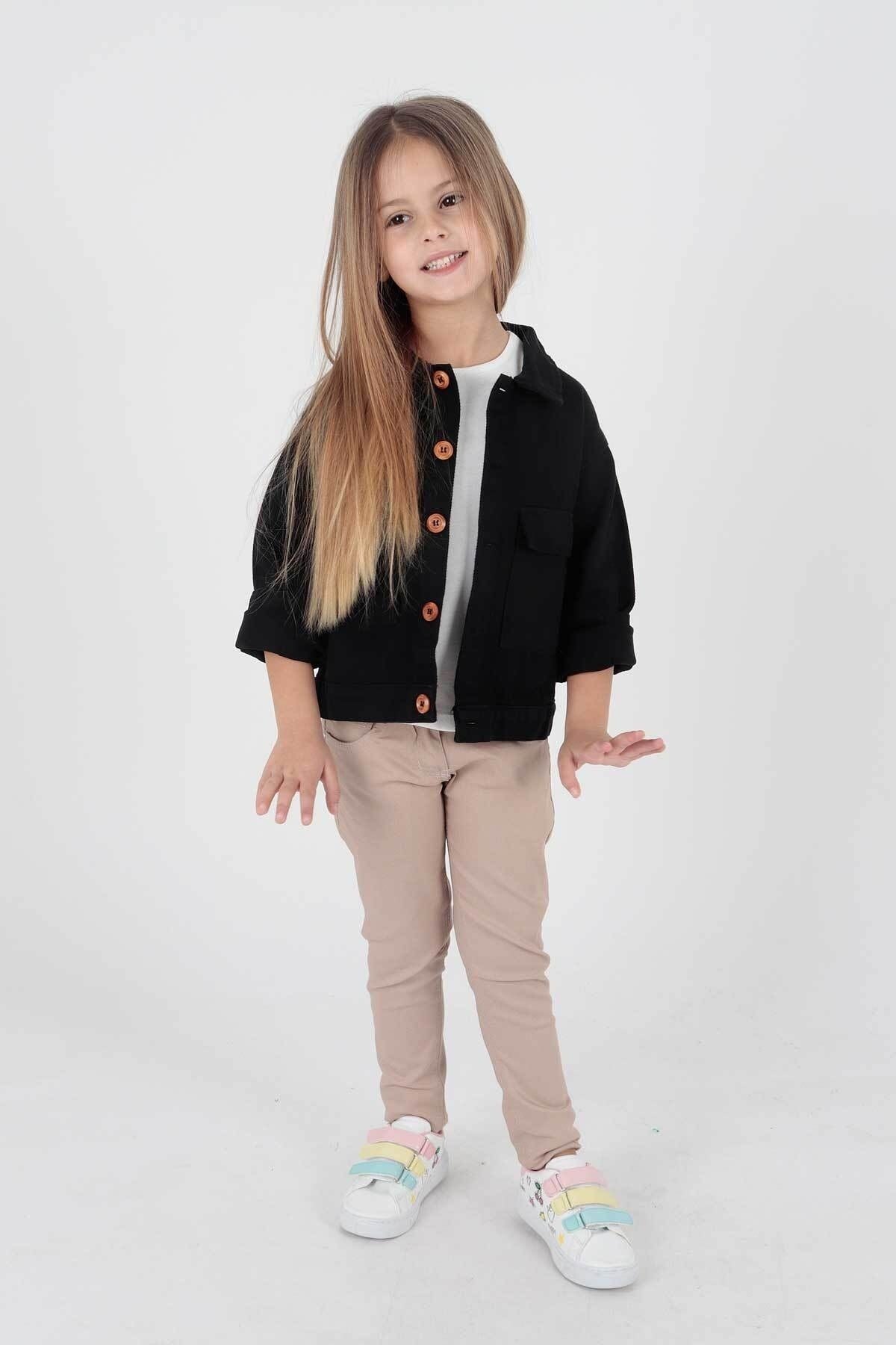 AHENK KİDS GIRLS' JACKET COTTON GABARDINE COLORED JACKET AK2210