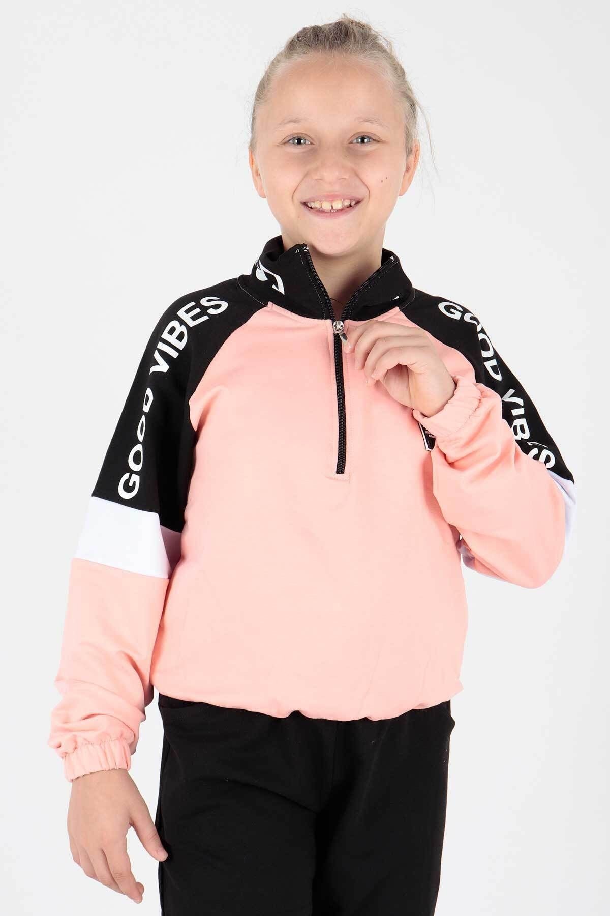 Ahengim Girl's Good Vibe Printed Trend Tracksuit Set Ak2238