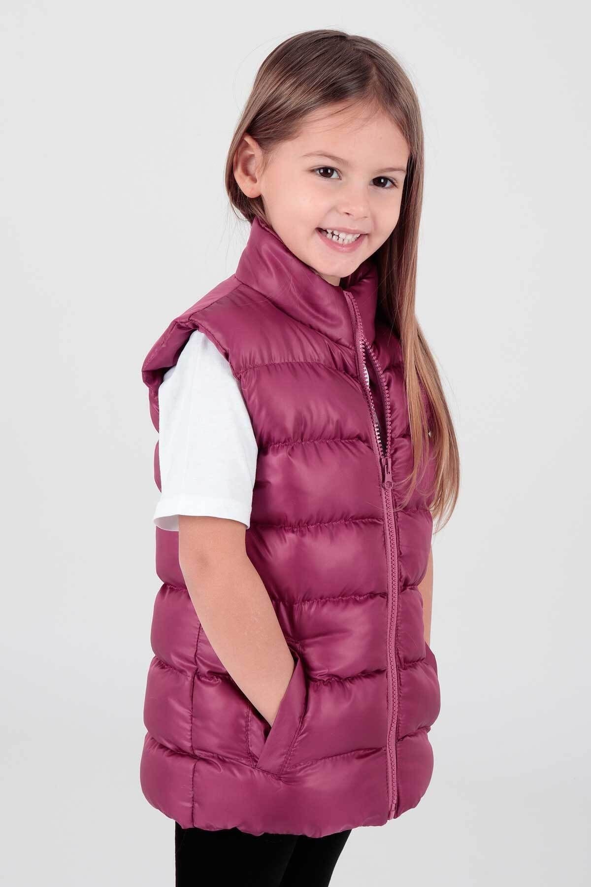 Girl's Embroidered Trendy Patterned Inflatable Vest without Hood Ak216869