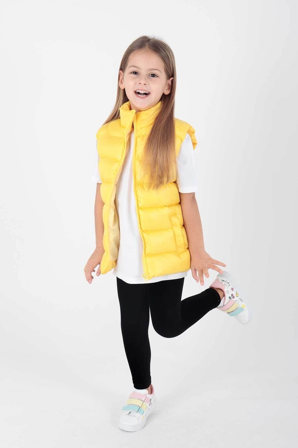 Girl's Embroidered Trendy Patterned Inflatable Vest without Hood Ak216869