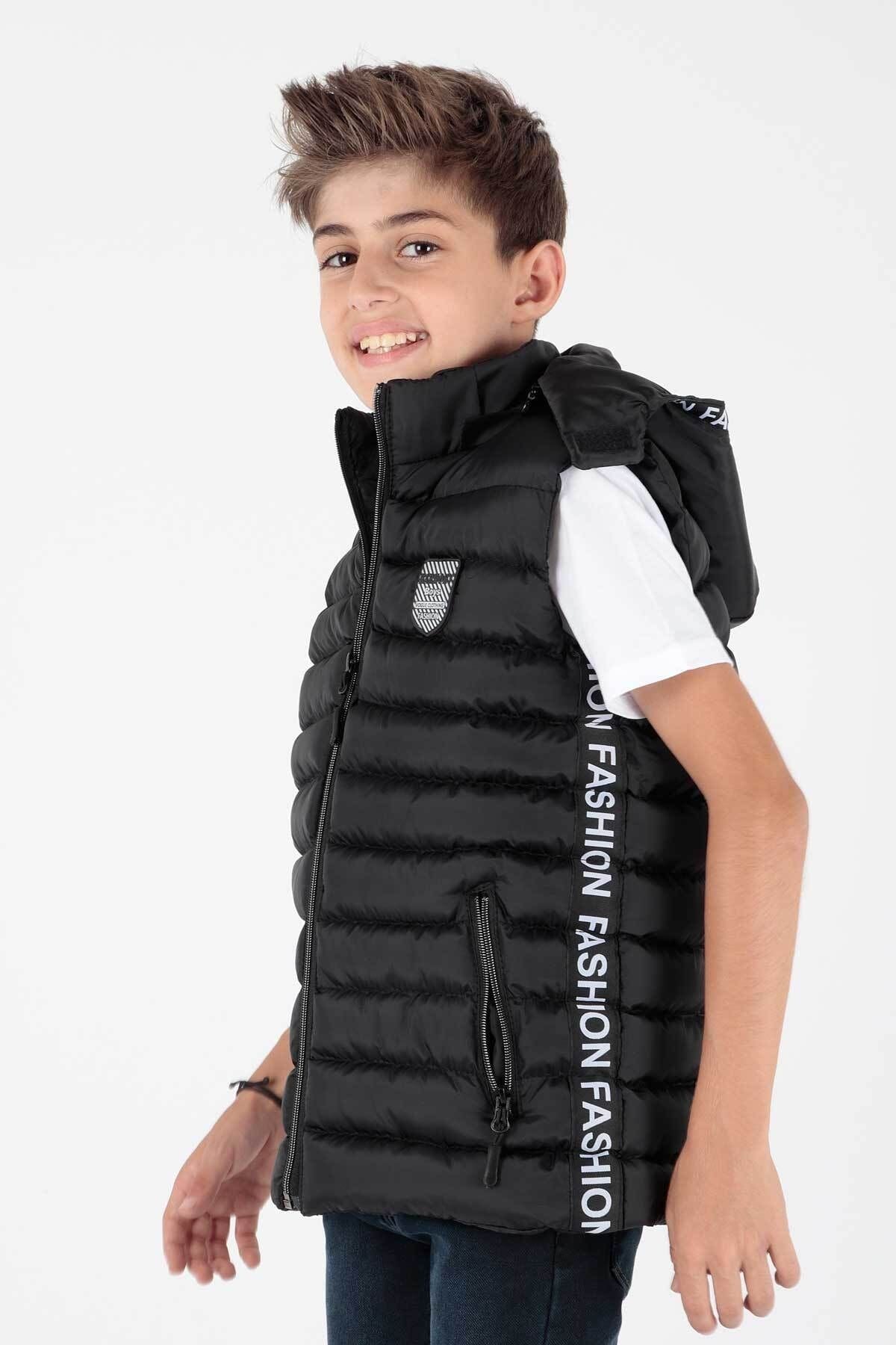 Boy's Fashion Trend Inflatable Hooded Striped Vest Ak213839