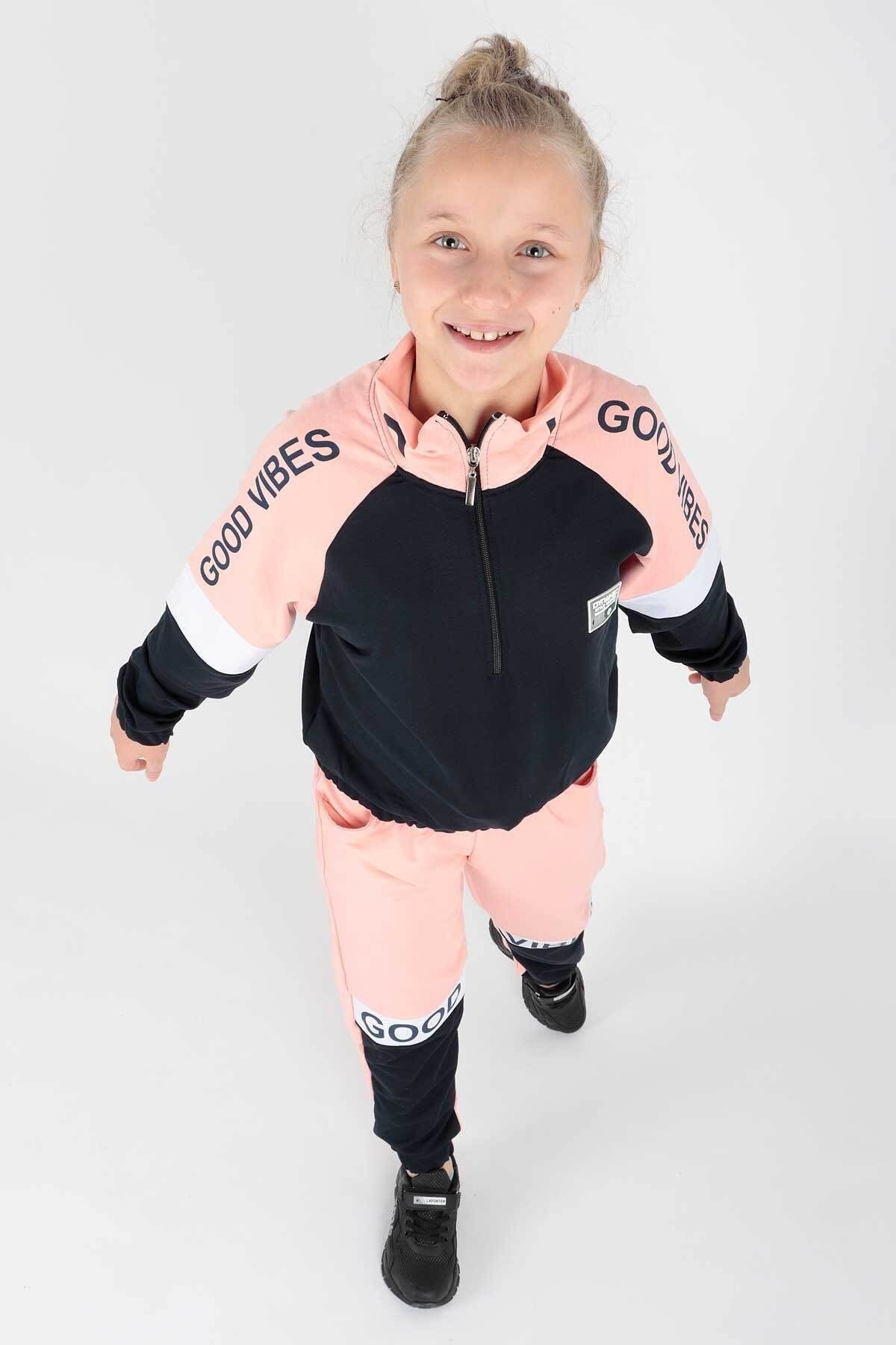 Ahengim Girl's Good Vibe Printed Trend Tracksuit Set Ak2238