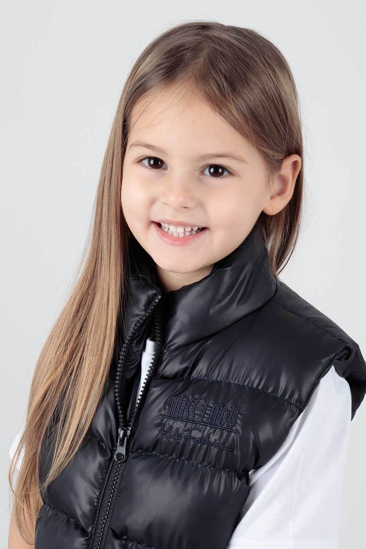 Girl's Embroidered Trendy Patterned Inflatable Vest without Hood Ak216869